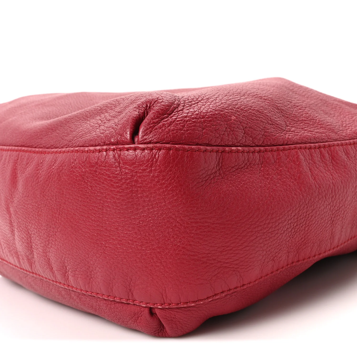 Pebbled Calfskin Medium G Wave Shoulder Bag Red - Image 20