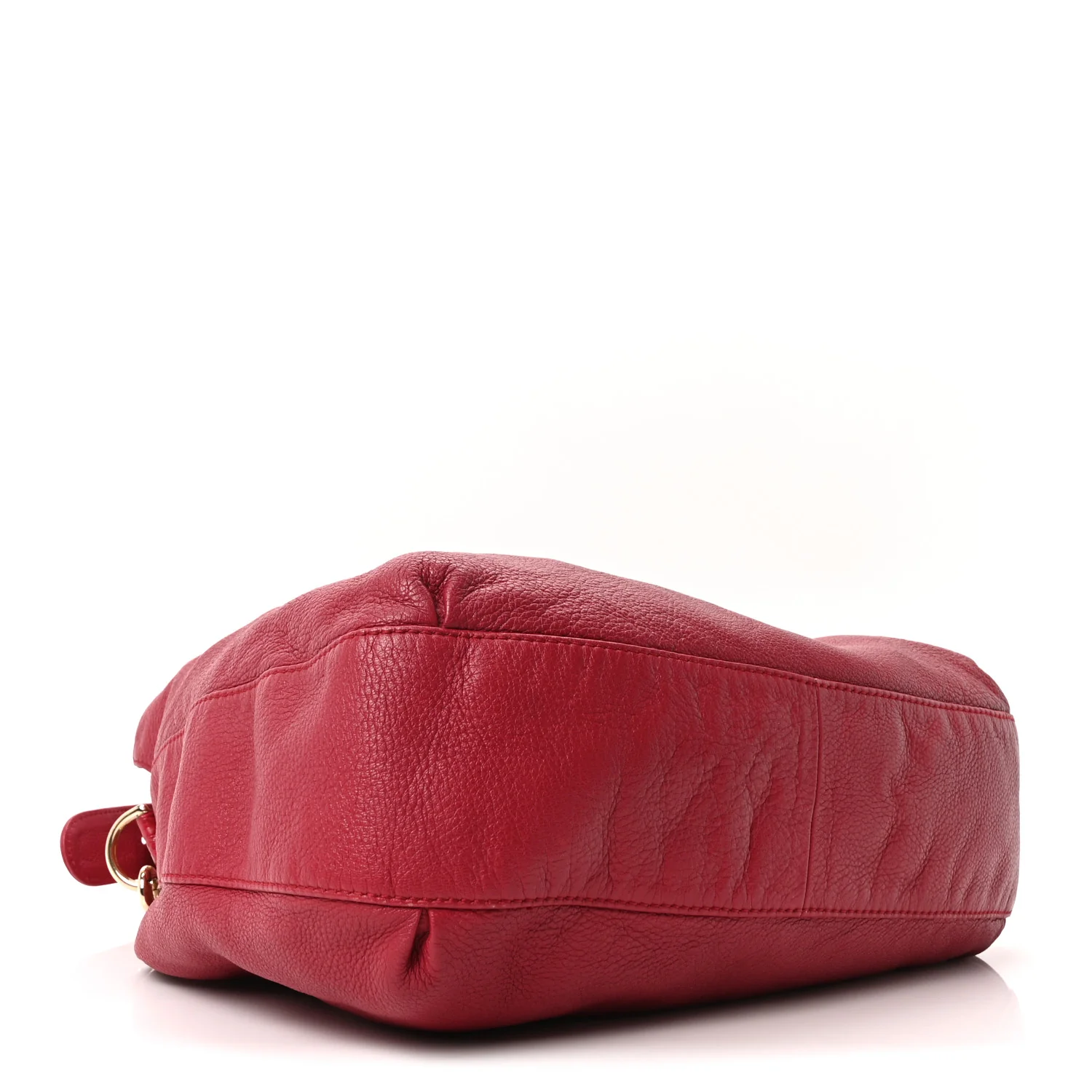 Pebbled Calfskin Medium G Wave Shoulder Bag Red - Image 7