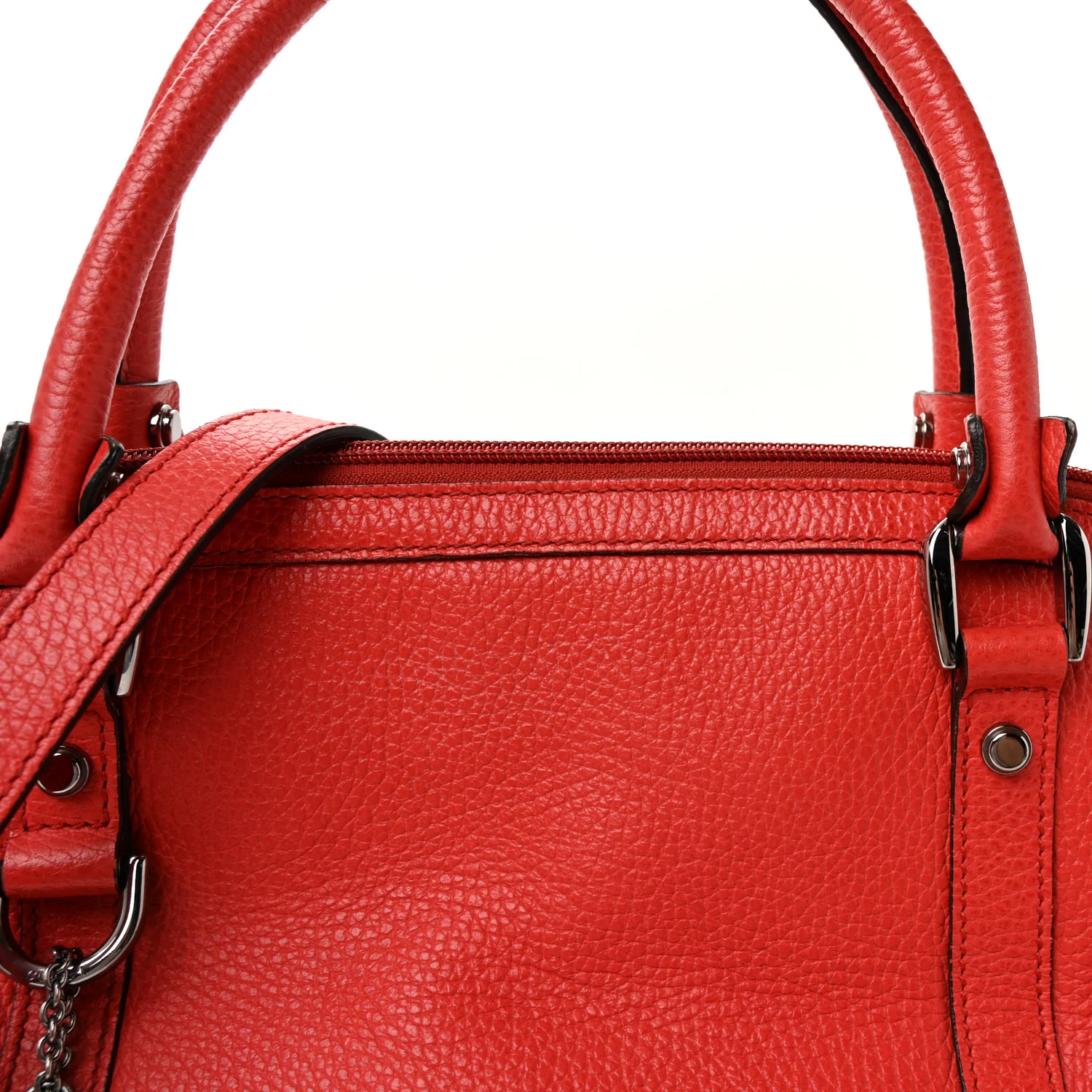 Pebbled Calfskin Medium GG Convertible Dome Satchel Red - Image 8