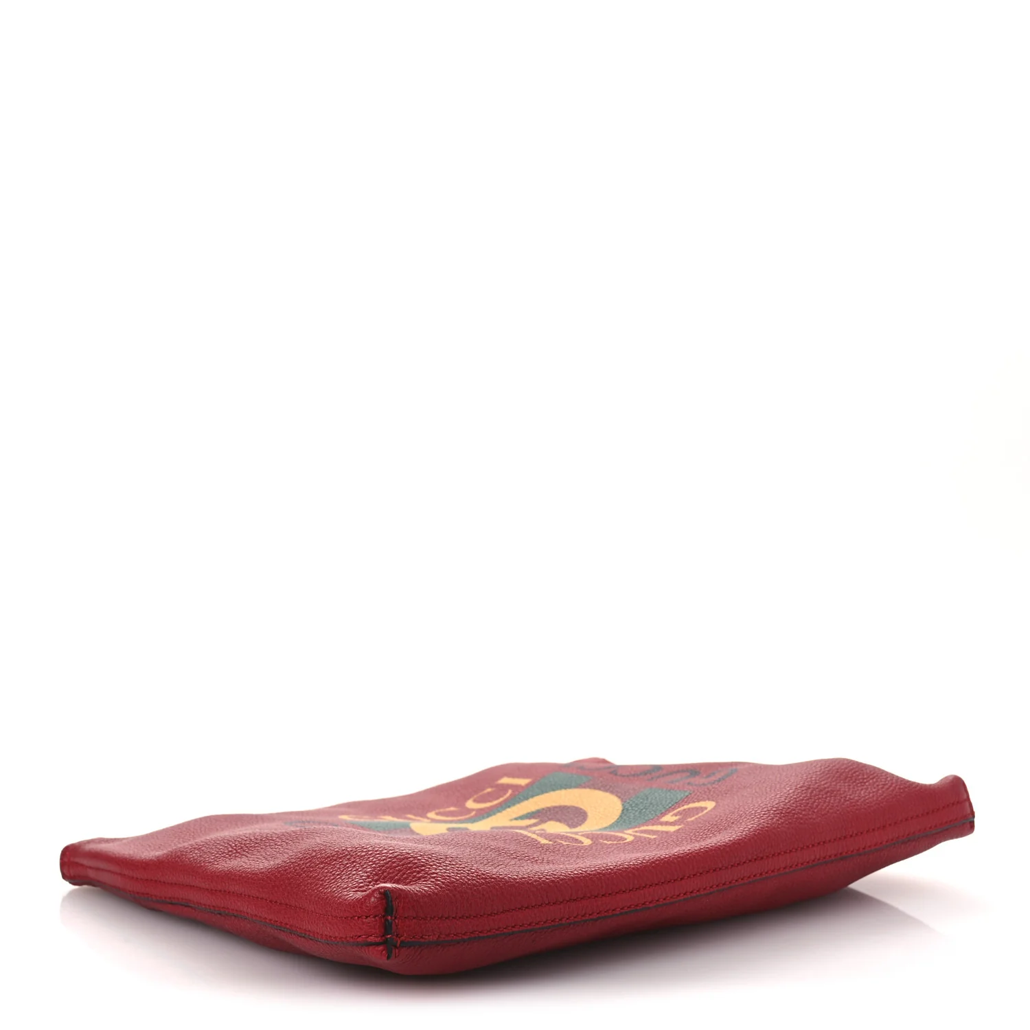 Pebbled Calfskin Medium Logo Portfolio Clutch Hibiscus Red - Image 4