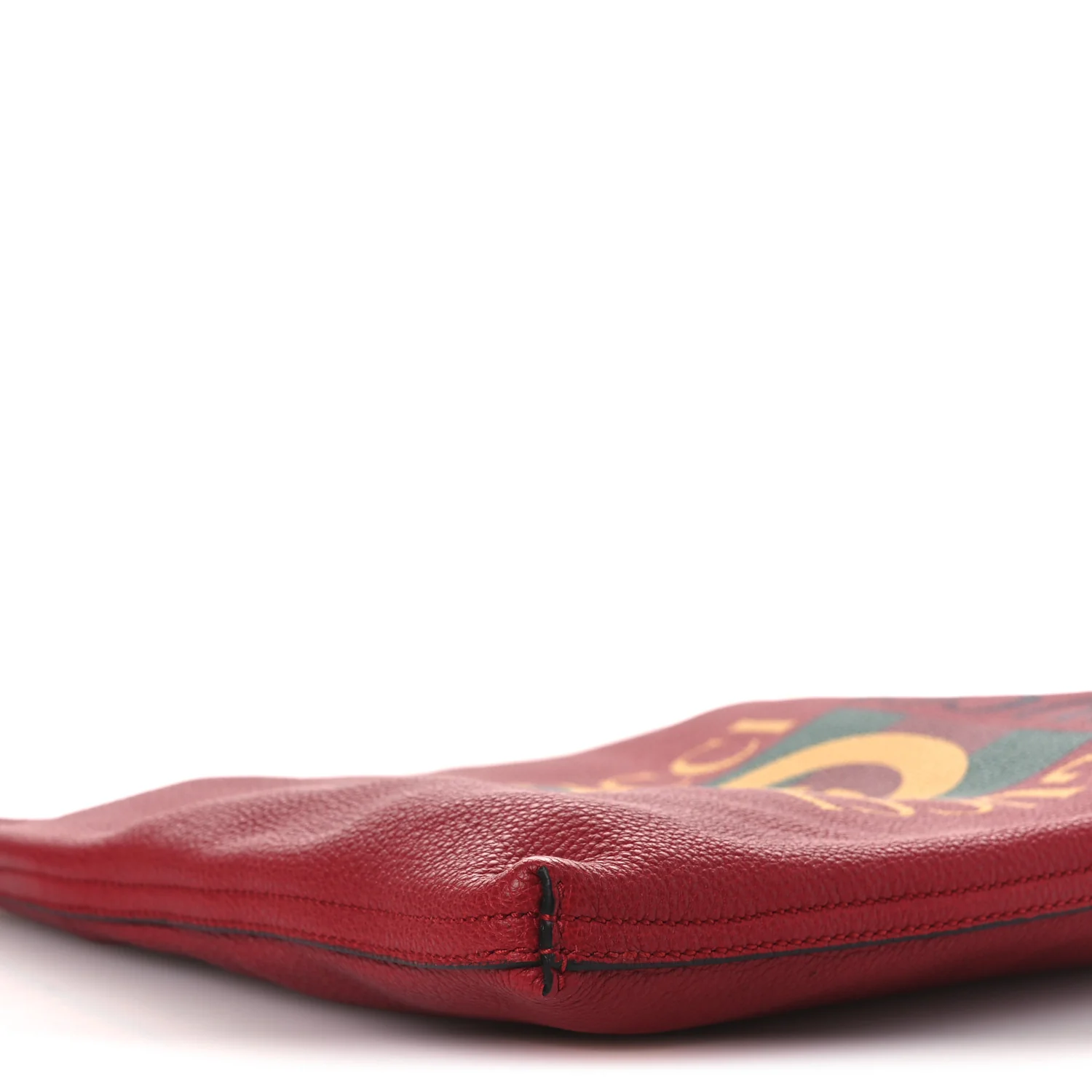 Pebbled Calfskin Medium Logo Portfolio Clutch Hibiscus Red - Image 9
