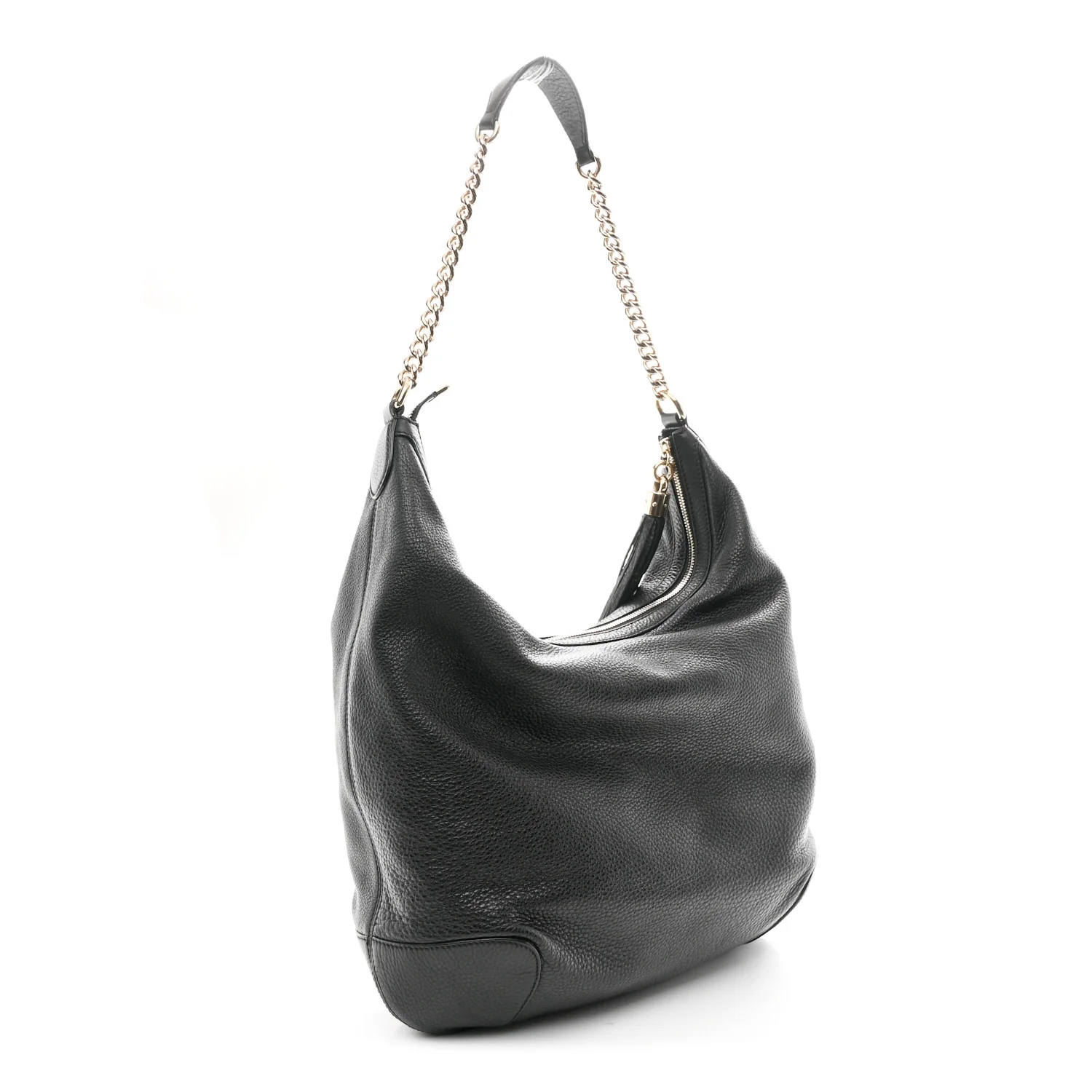 Pebbled Calfskin Medium Soho Chain Hobo Black - Image 3