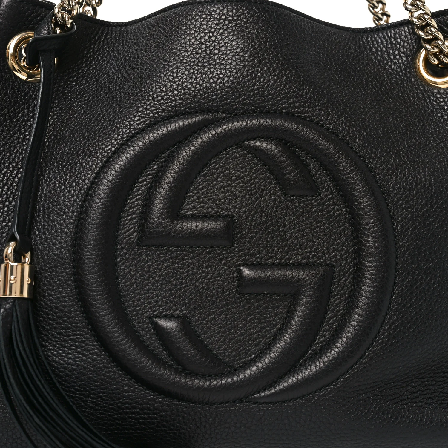 Pebbled Calfskin Medium Soho Chain Shoulder Bag Black - Image 8
