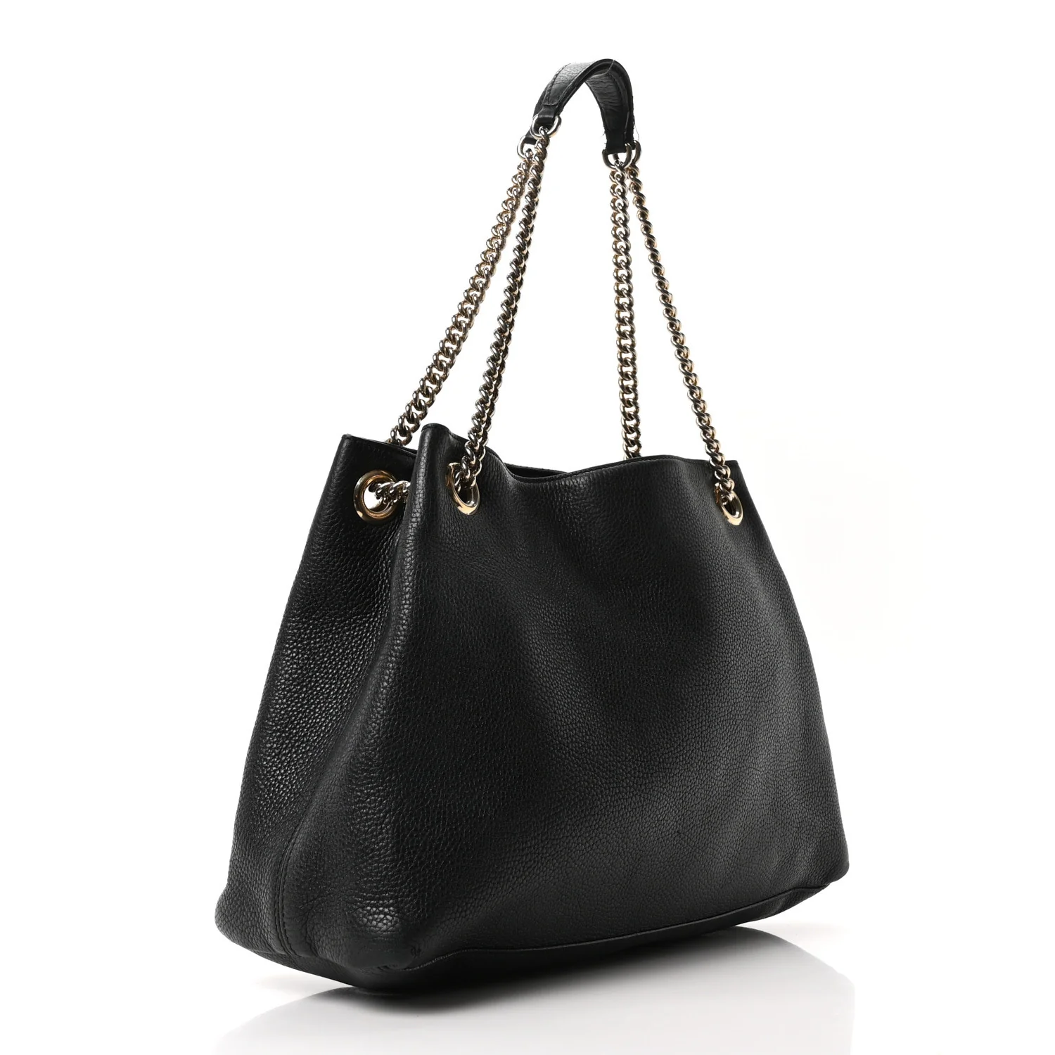 Pebbled Calfskin Medium Soho Chain Shoulder Bag Black - Image 3