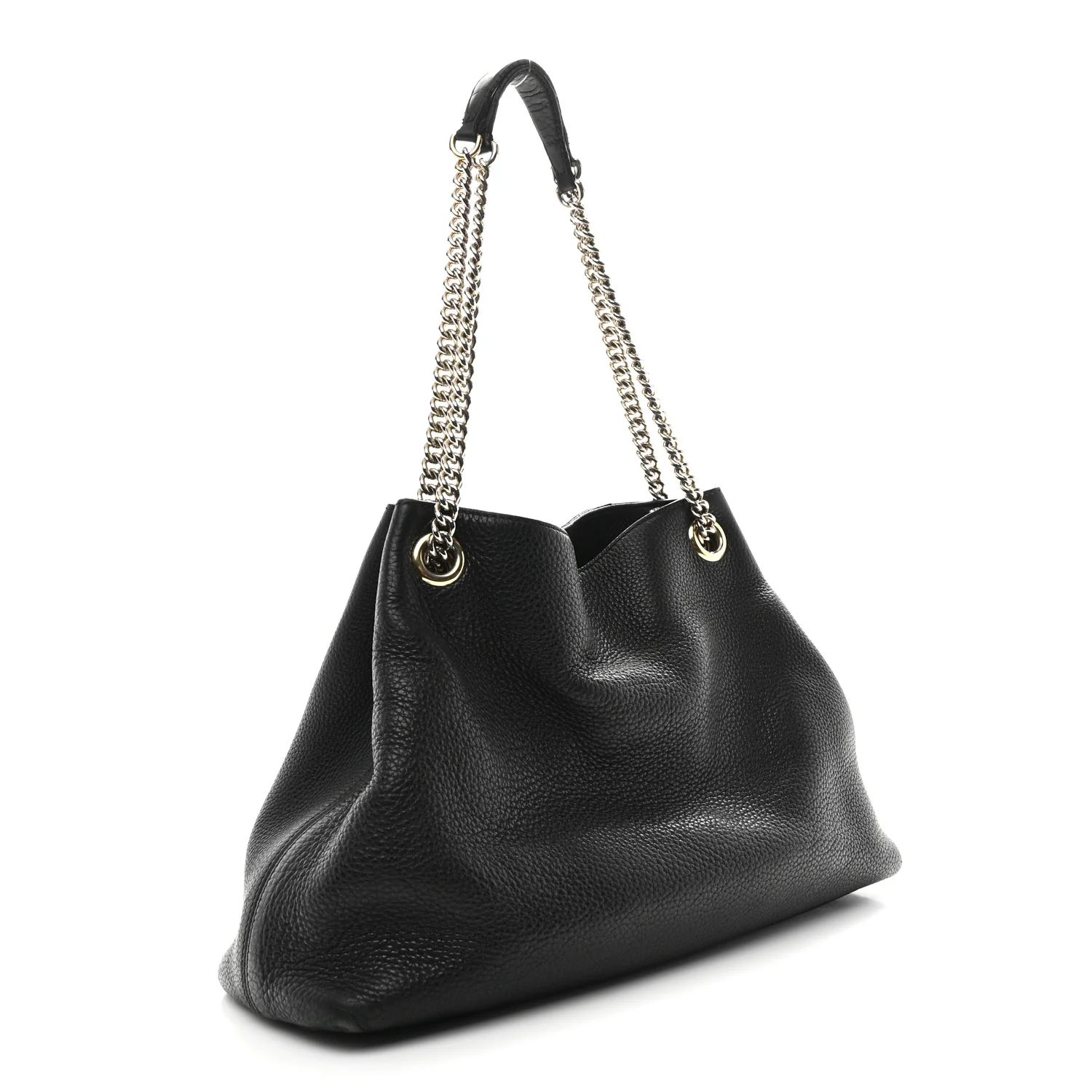 Pebbled Calfskin Medium Soho Chain Shoulder Bag Black - Image 3
