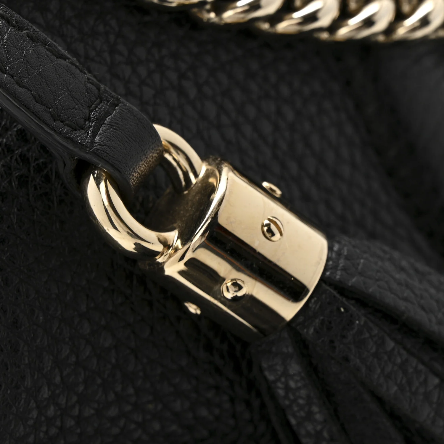 Pebbled Calfskin Medium Soho Chain Shoulder Bag Black - Image 12