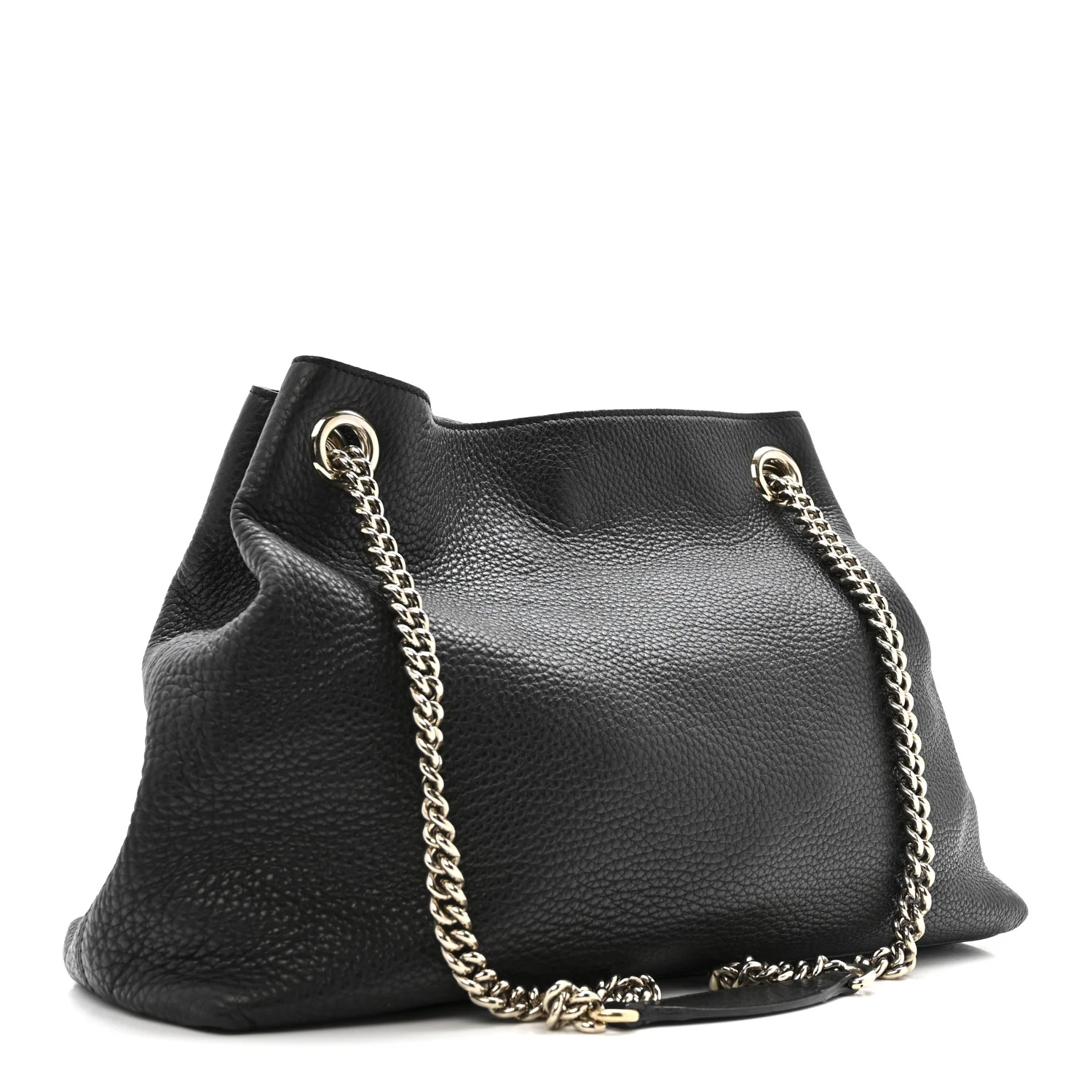 Pebbled Calfskin Medium Soho Chain Shoulder Bag Black - Image 3