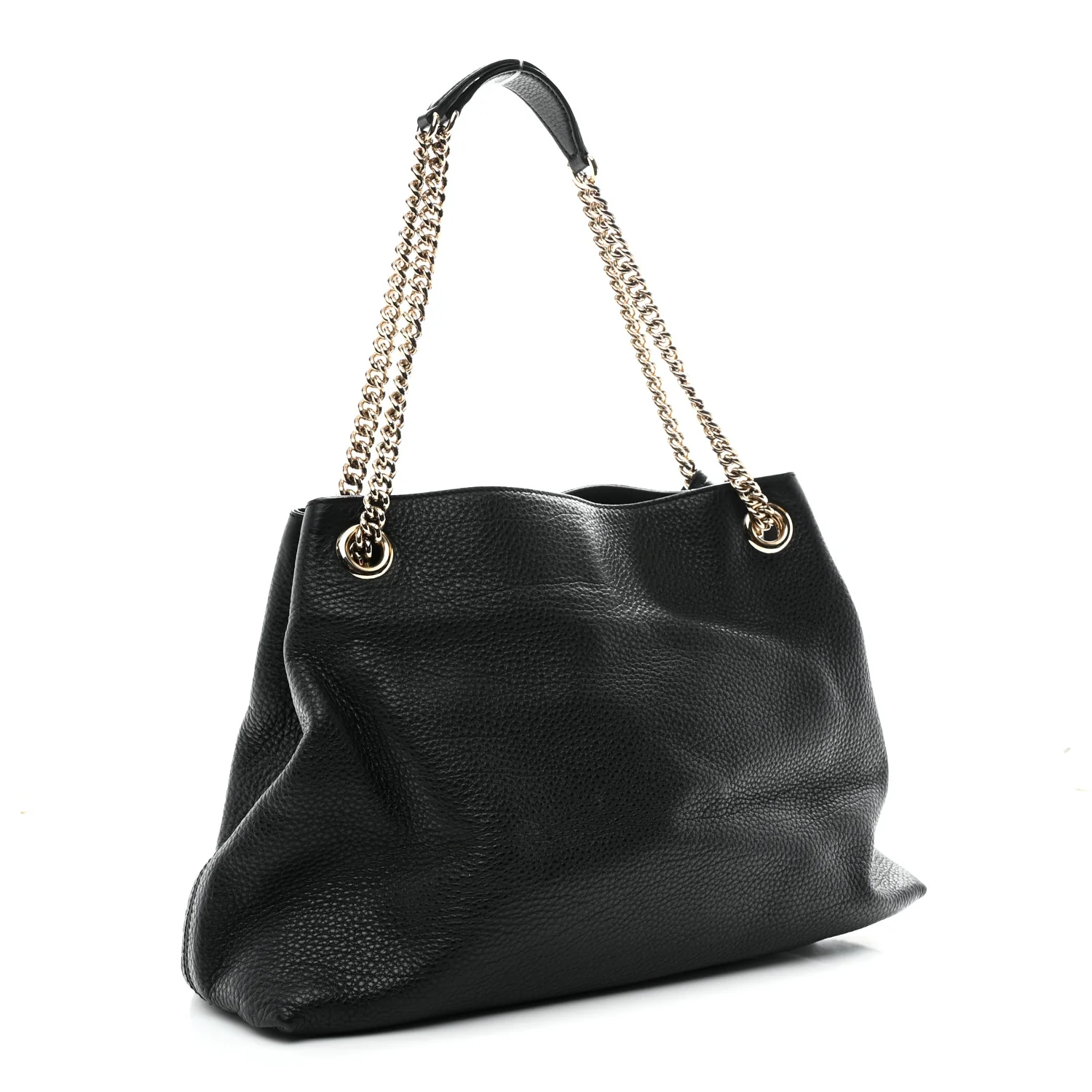 Pebbled Calfskin Medium Soho Chain Shoulder Bag Black - Image 4