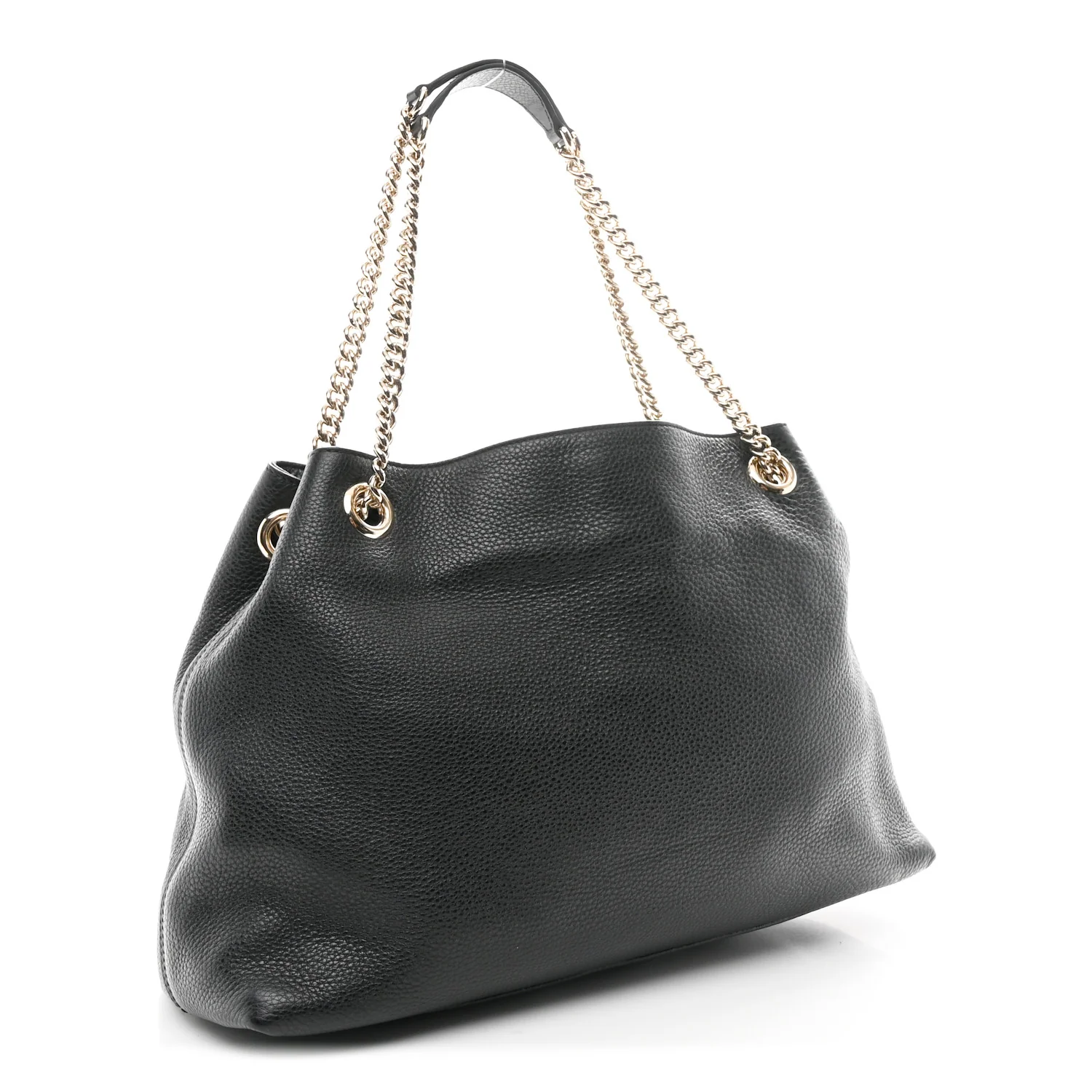 Pebbled Calfskin Medium Soho Chain Shoulder Bag Black - Image 3