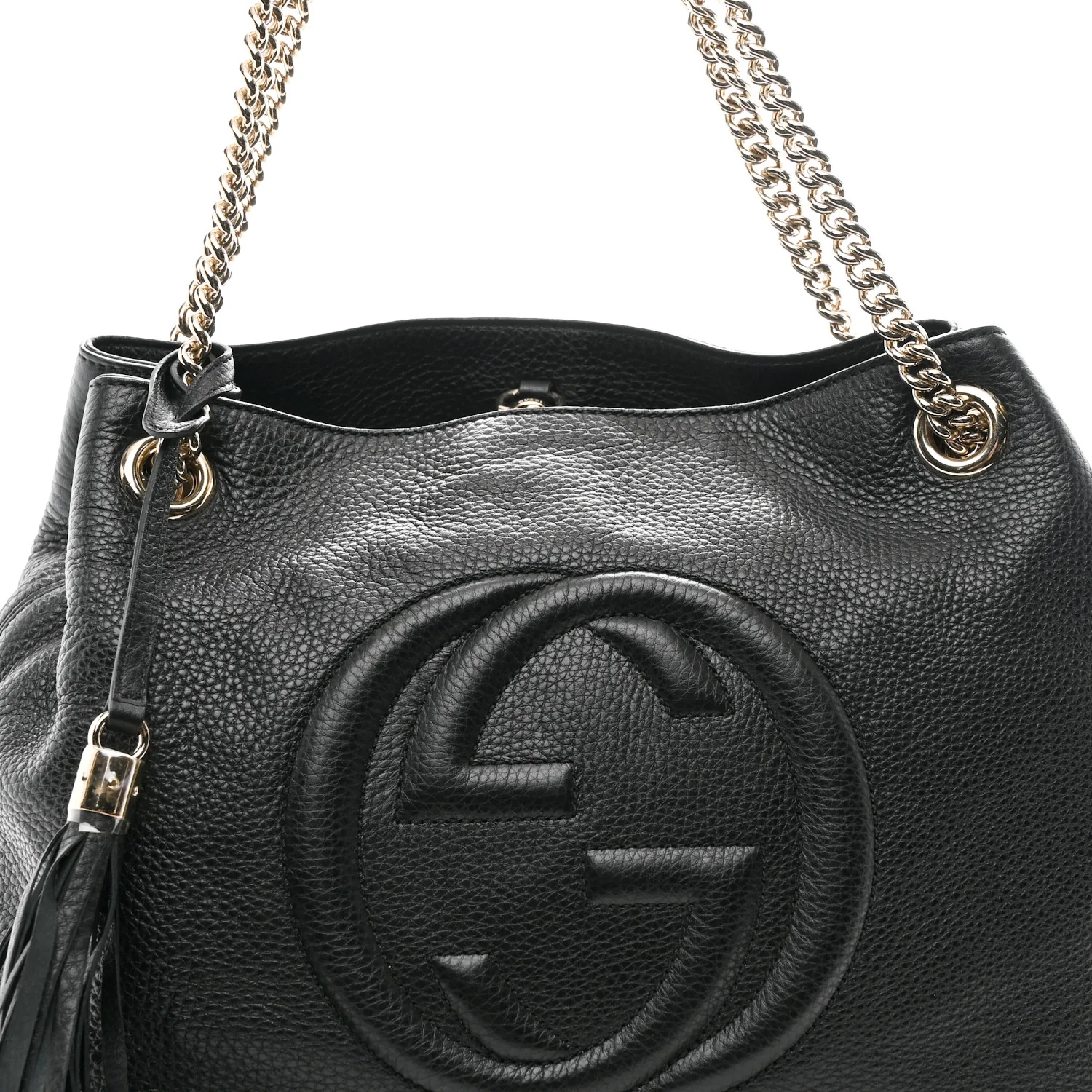 Pebbled Calfskin Medium Soho Chain Shoulder Bag Black - Image 8