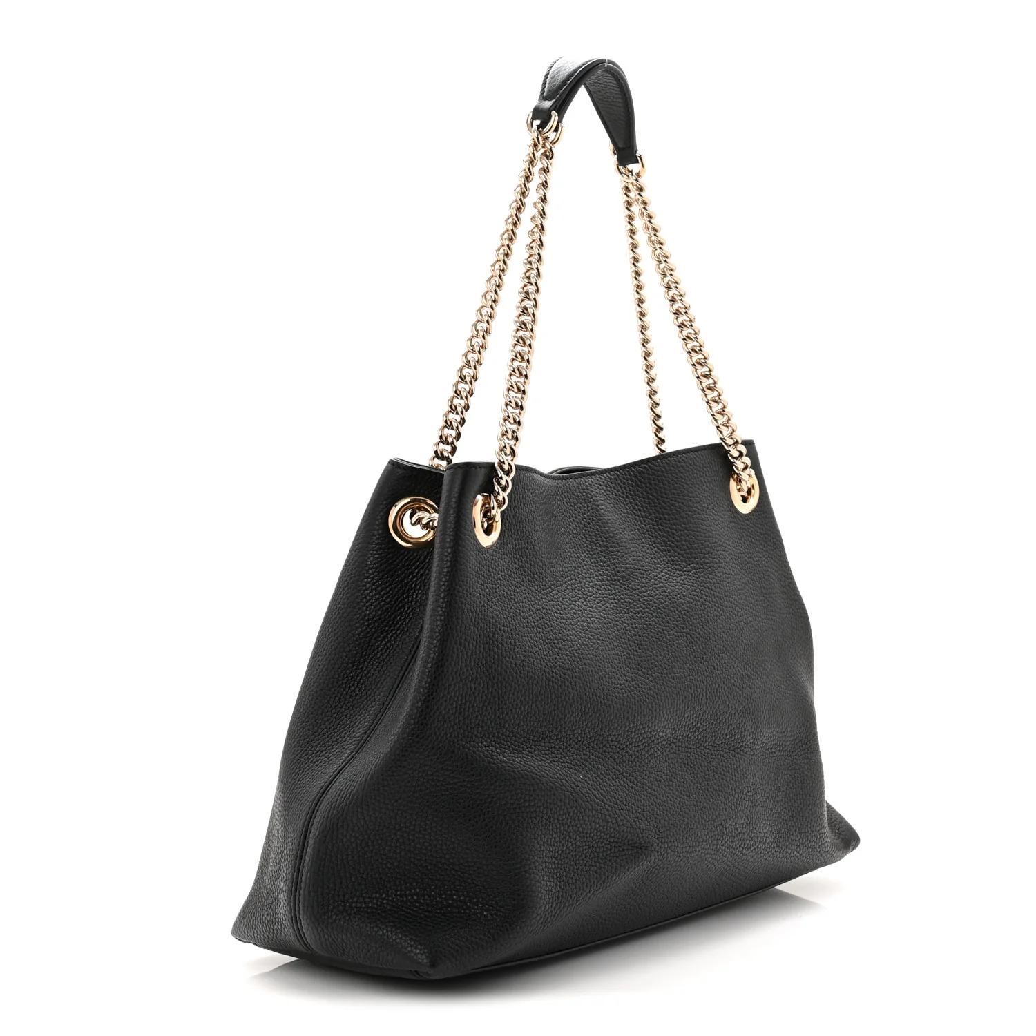 Pebbled Calfskin Medium Soho Chain Shoulder Bag Black - Image 3