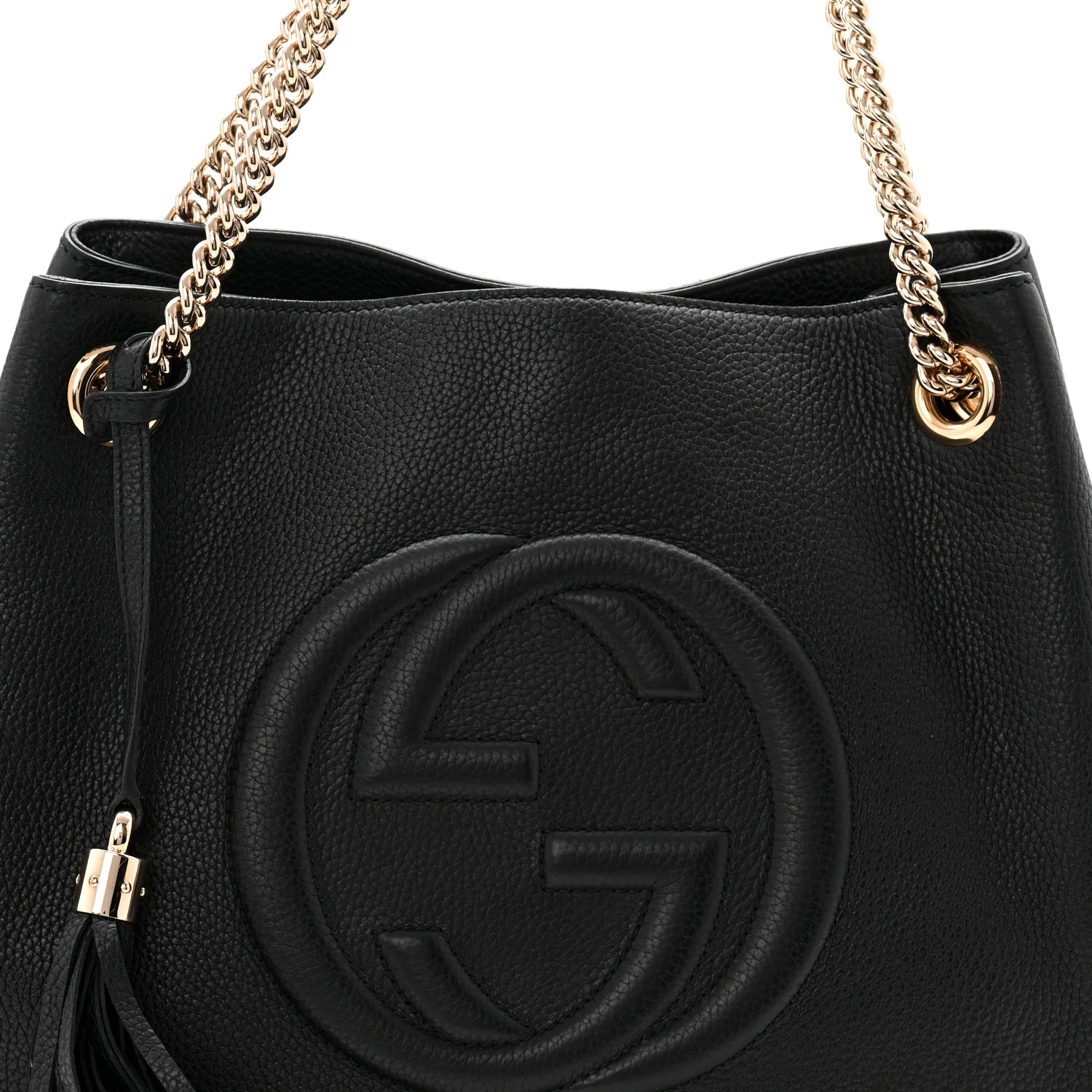 Pebbled Calfskin Medium Soho Chain Shoulder Bag Black - Image 8