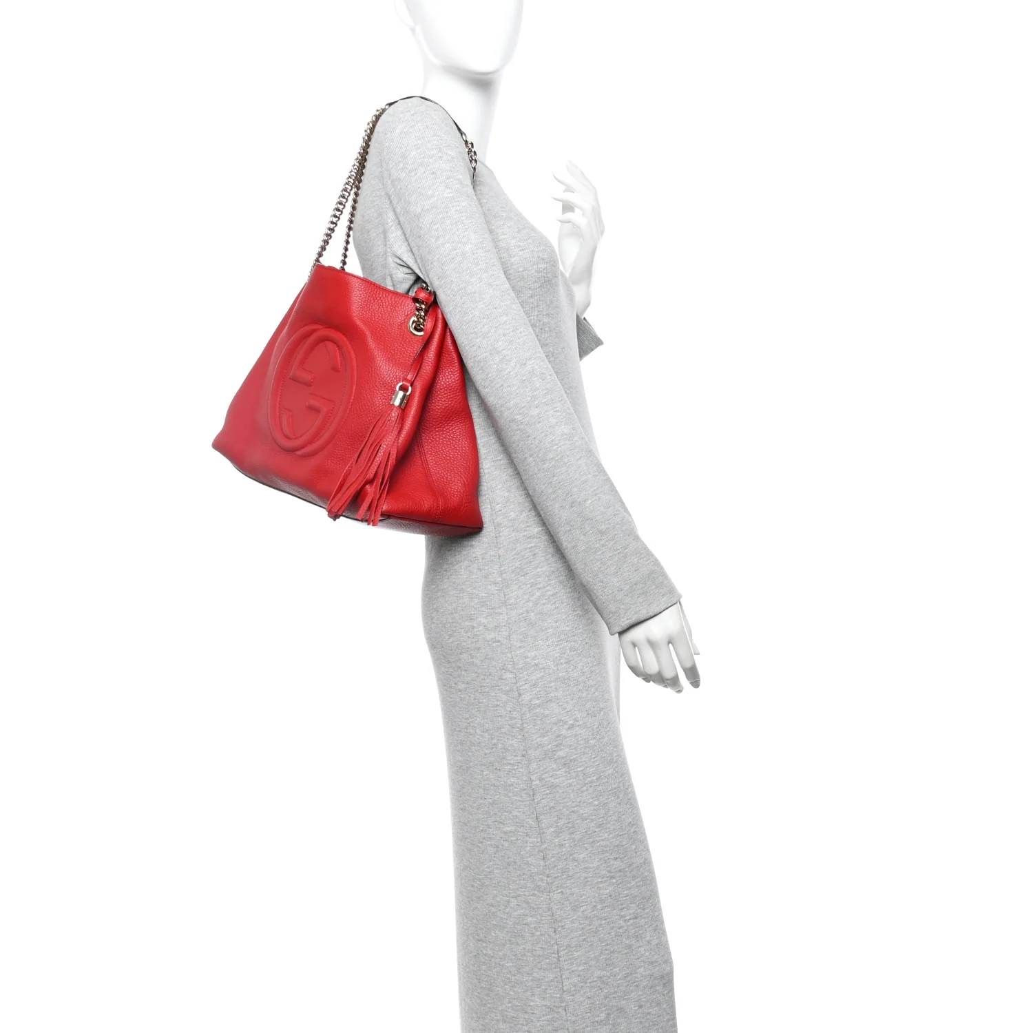 Pebbled Calfskin Medium Soho Chain Shoulder Bag Tabasco Red - Image 2