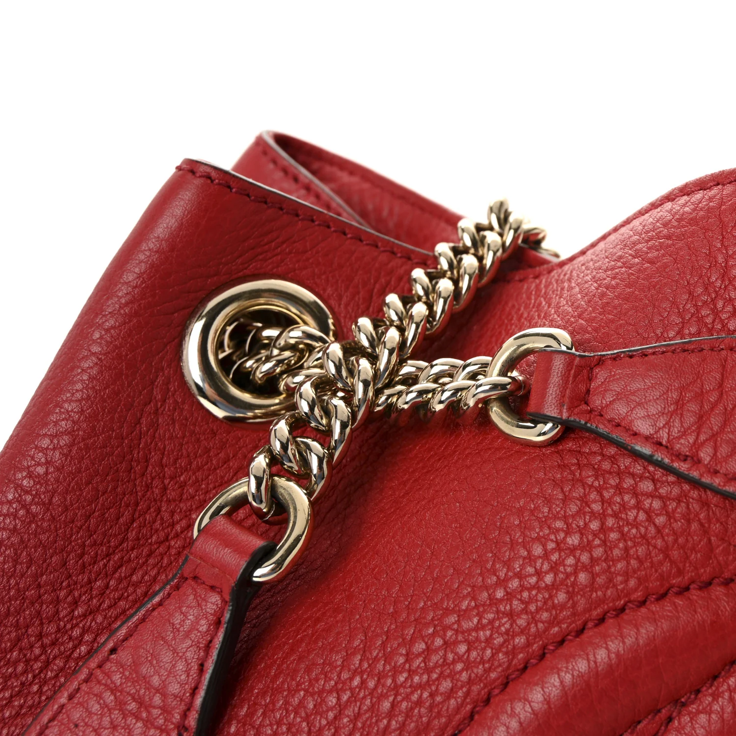 Pebbled Calfskin Medium Soho Chain Shoulder Bag Tabasco Red - Image 8