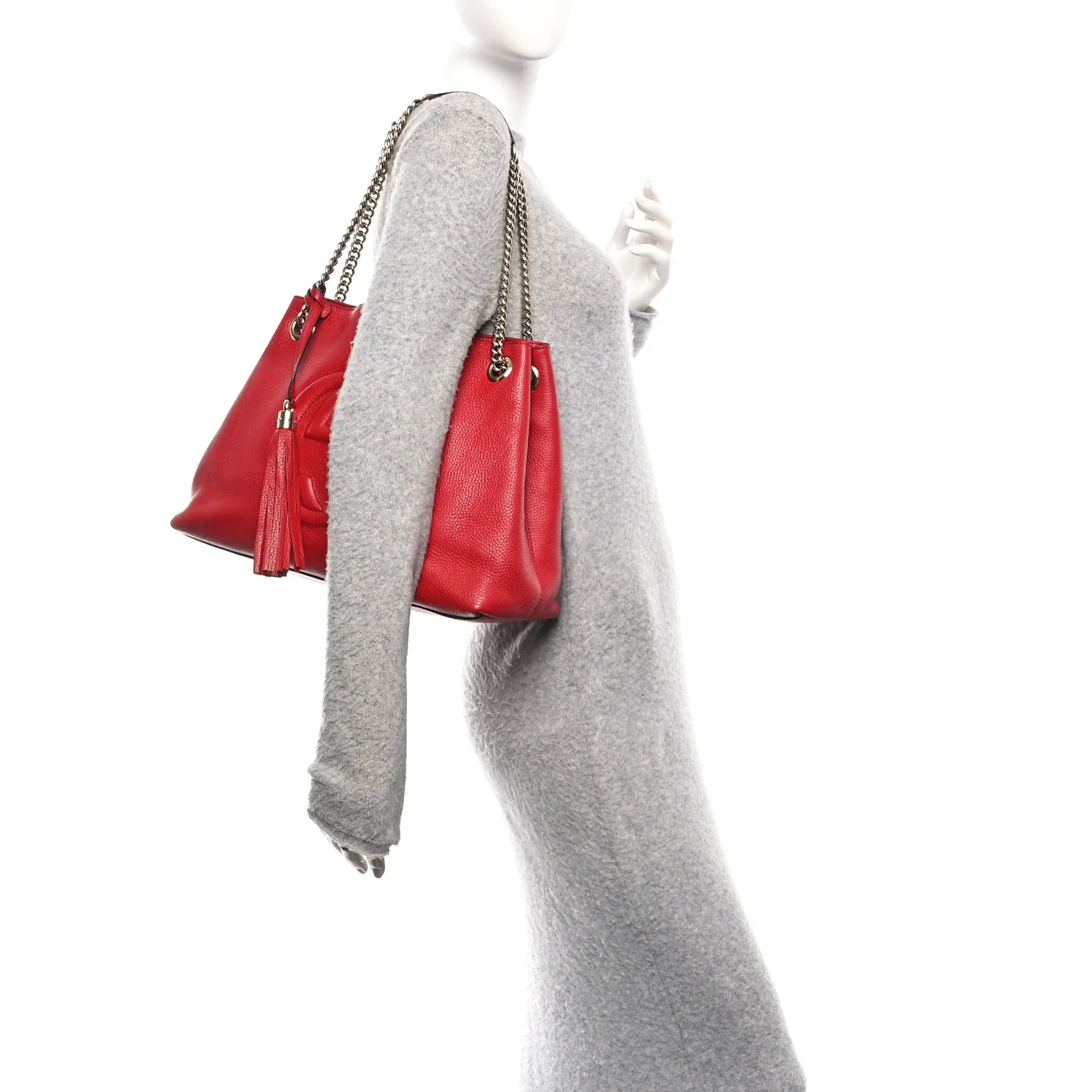 Pebbled Calfskin Medium Soho Chain Shoulder Bag Tabasco Red - Image 2