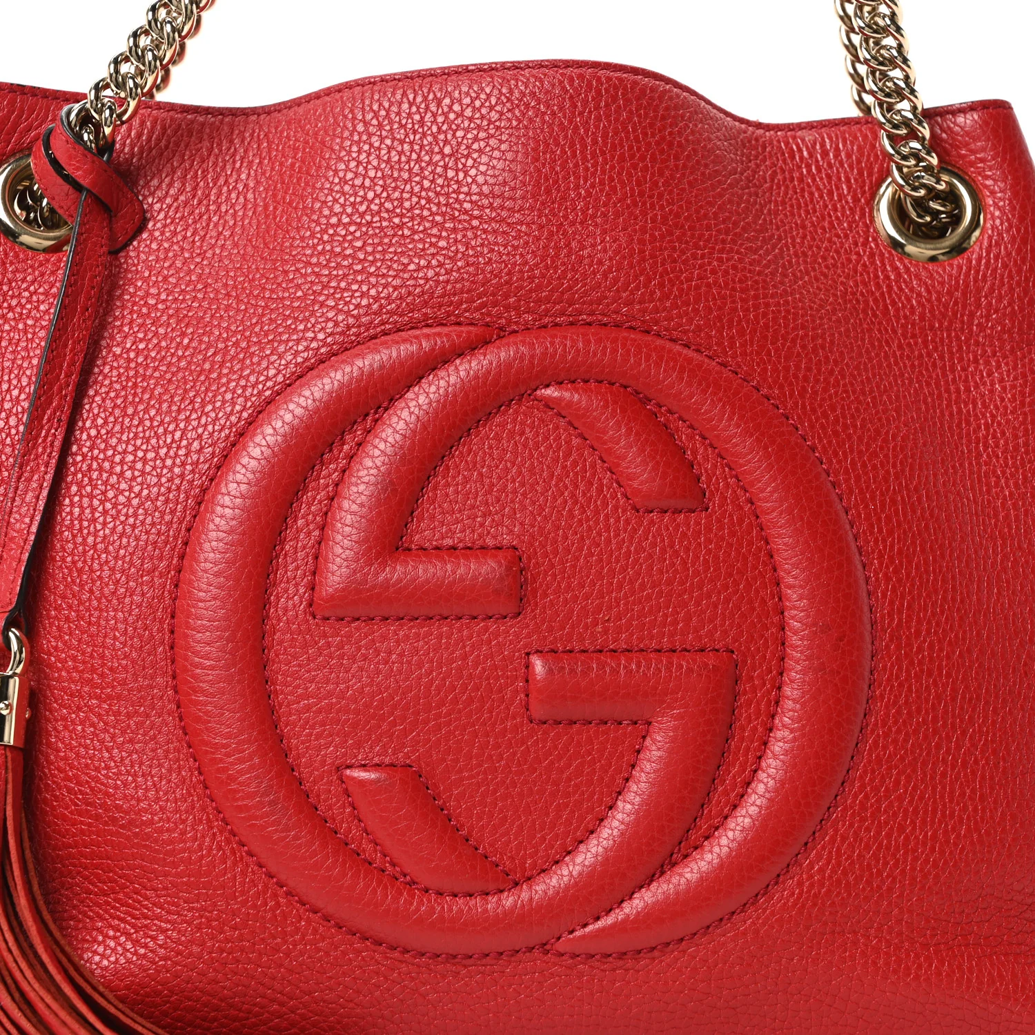 Pebbled Calfskin Medium Soho Chain Shoulder Bag Tabasco Red - Image 8