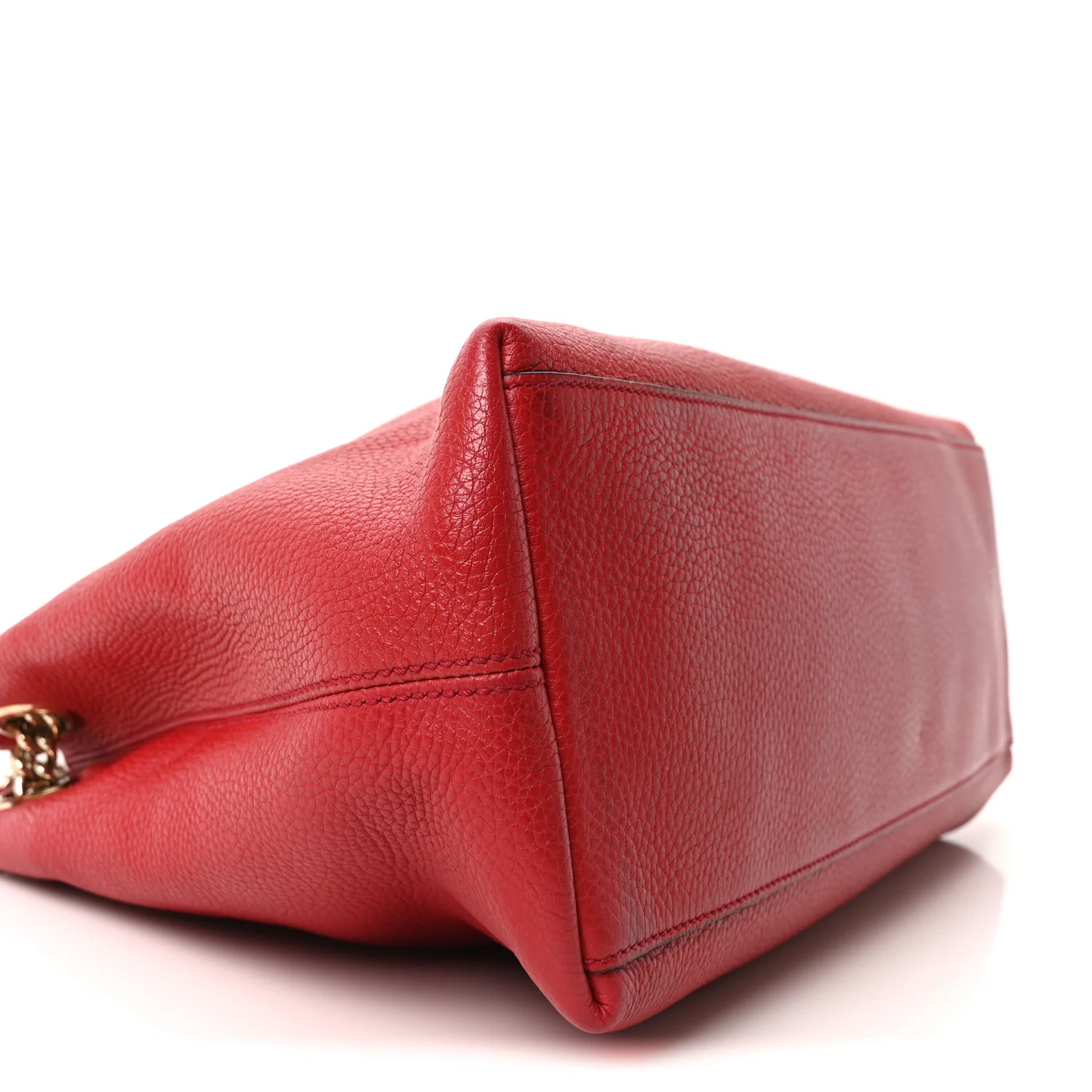 Pebbled Calfskin Medium Soho Chain Shoulder Bag Tabasco Red - Image 9