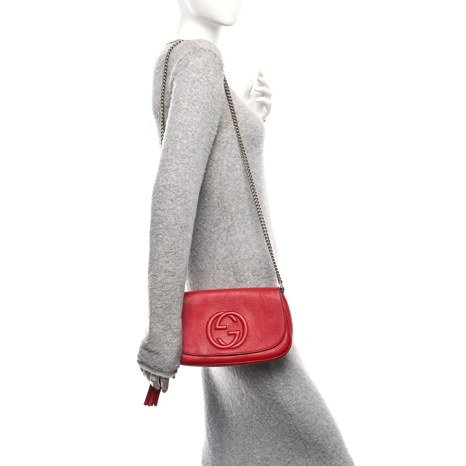 Pebbled Calfskin Medium Soho Flap Crossbody Vibrant Red - Image 2