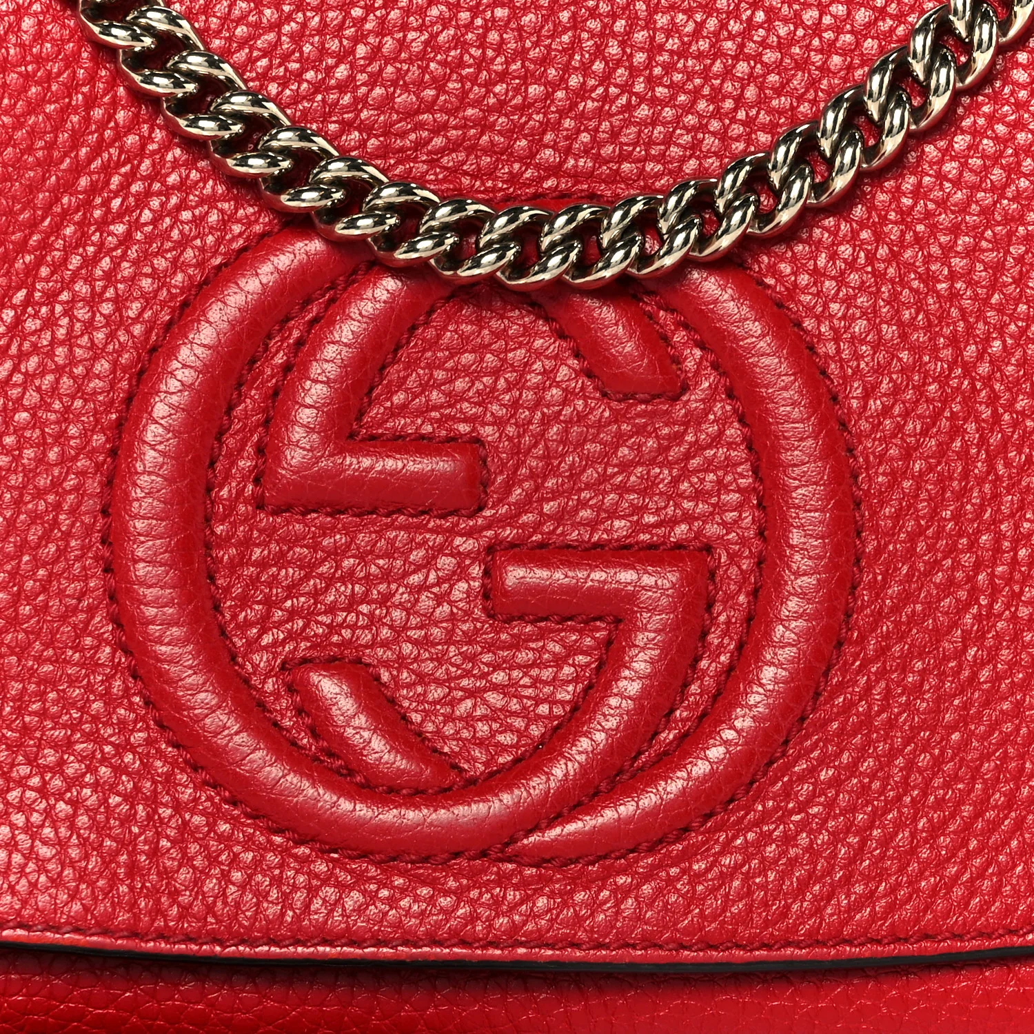 Pebbled Calfskin Medium Soho Flap Crossbody Vibrant Red - Image 9