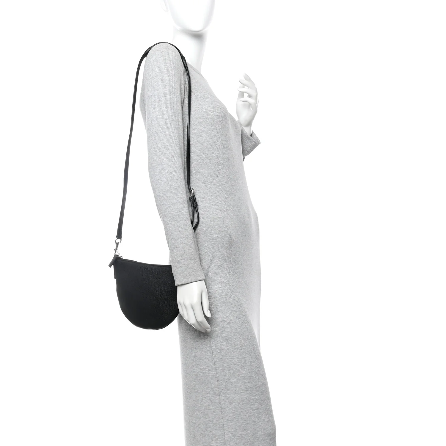 Pebbled Calfskin Mini B Shoudler Bag Black - Image 2