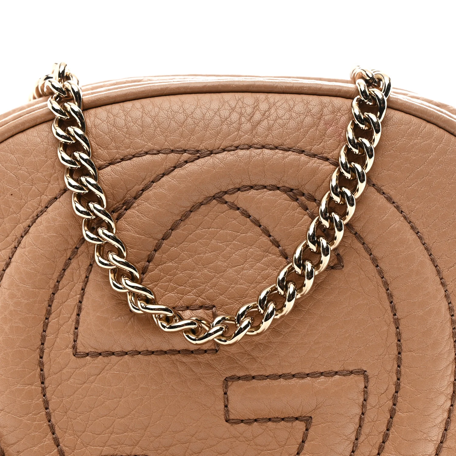 Pebbled Calfskin Mini Soho Chain Bag Camelia - Image 14