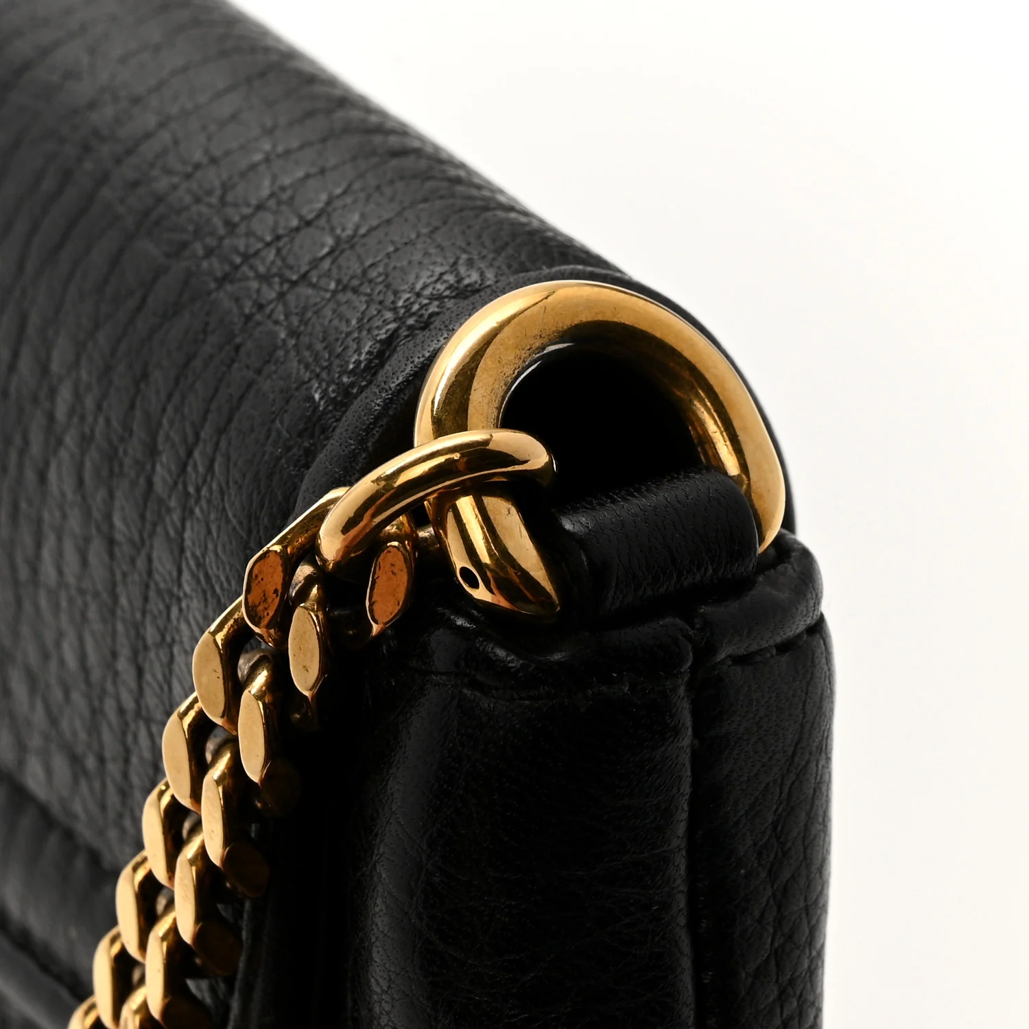 Pebbled Calfskin Small 1973 Chain Shoulder Bag Black - Image 13