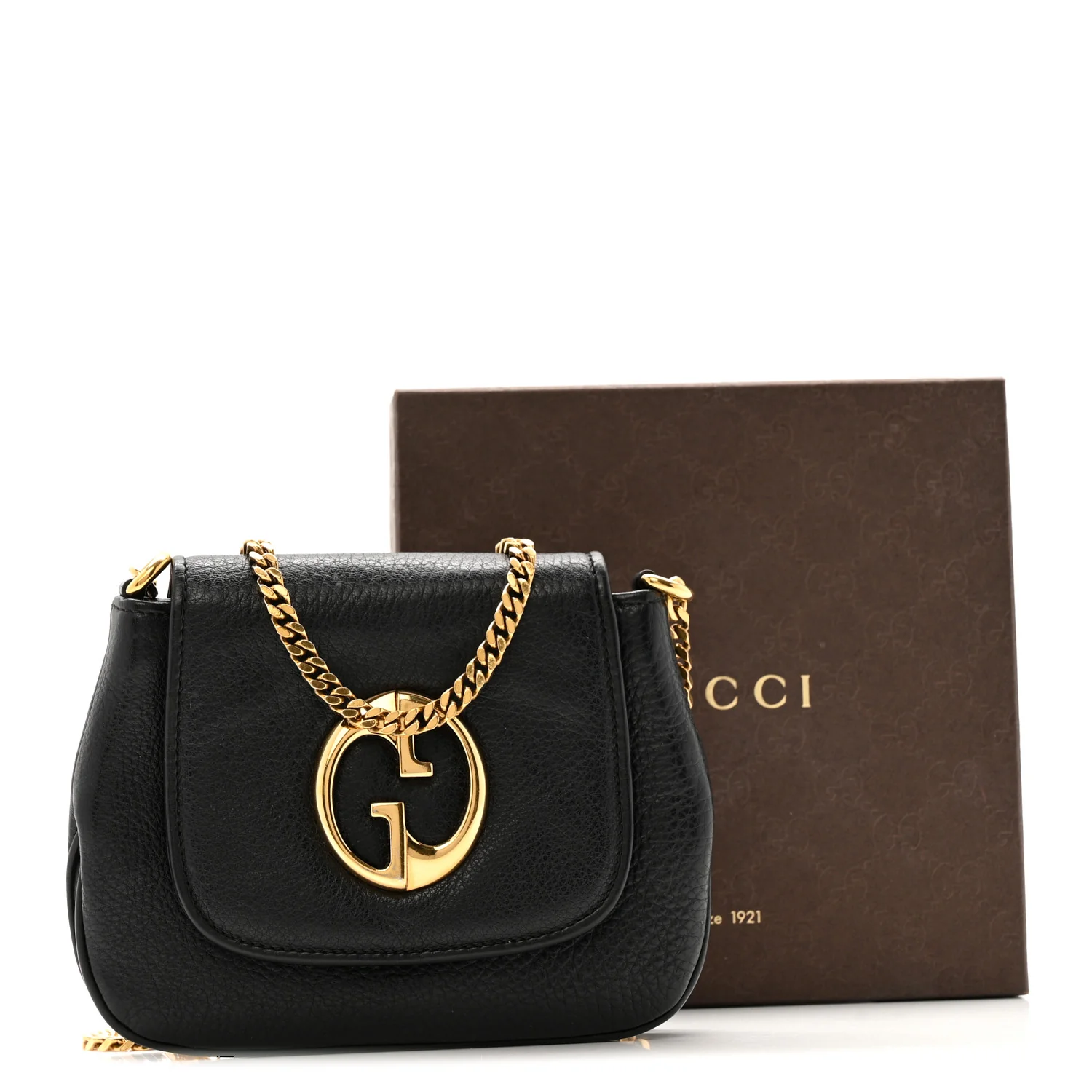 Pebbled Calfskin Small 1973 Chain Shoulder Bag Black - Image 16