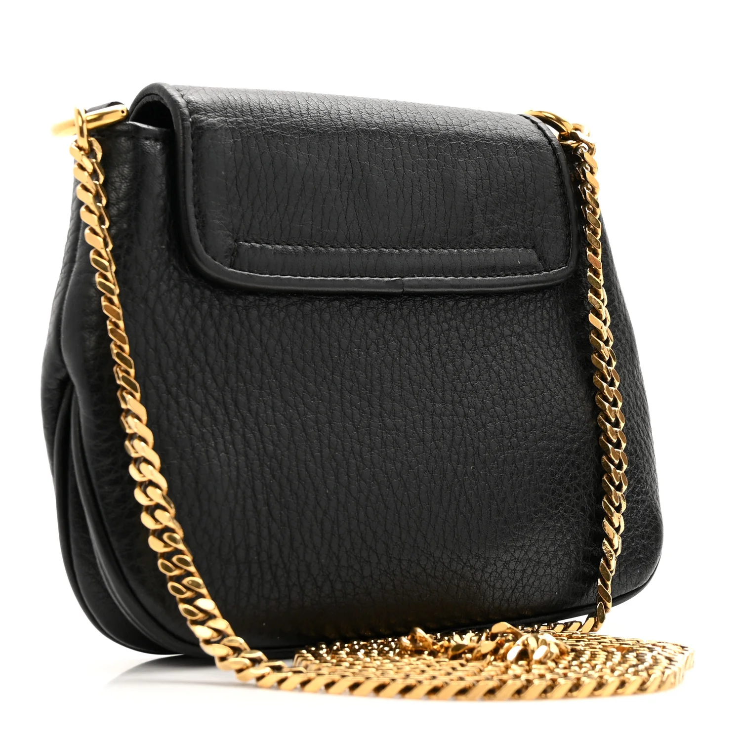 Pebbled Calfskin Small 1973 Chain Shoulder Bag Black - Image 3