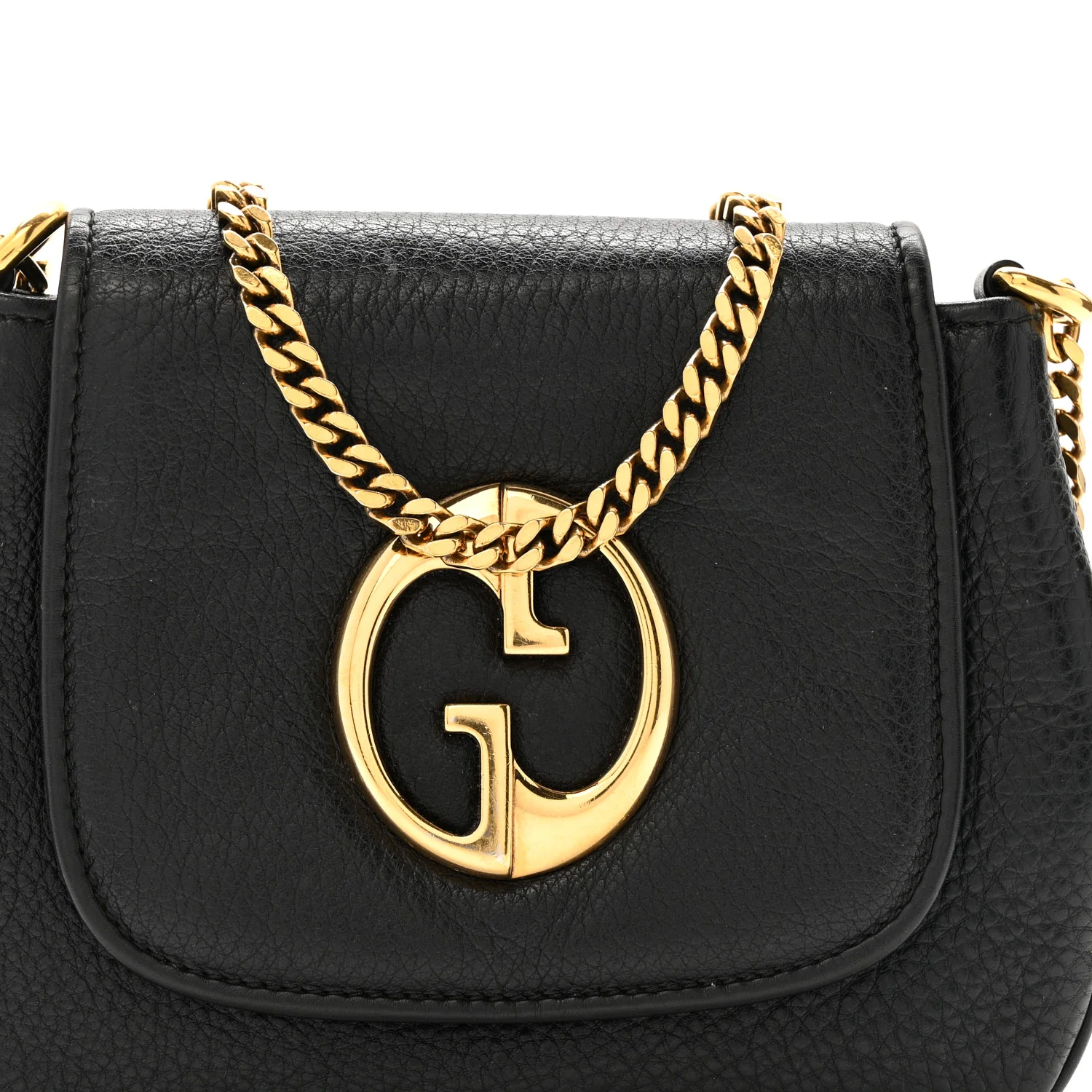 Pebbled Calfskin Small 1973 Chain Shoulder Bag Black - Image 8