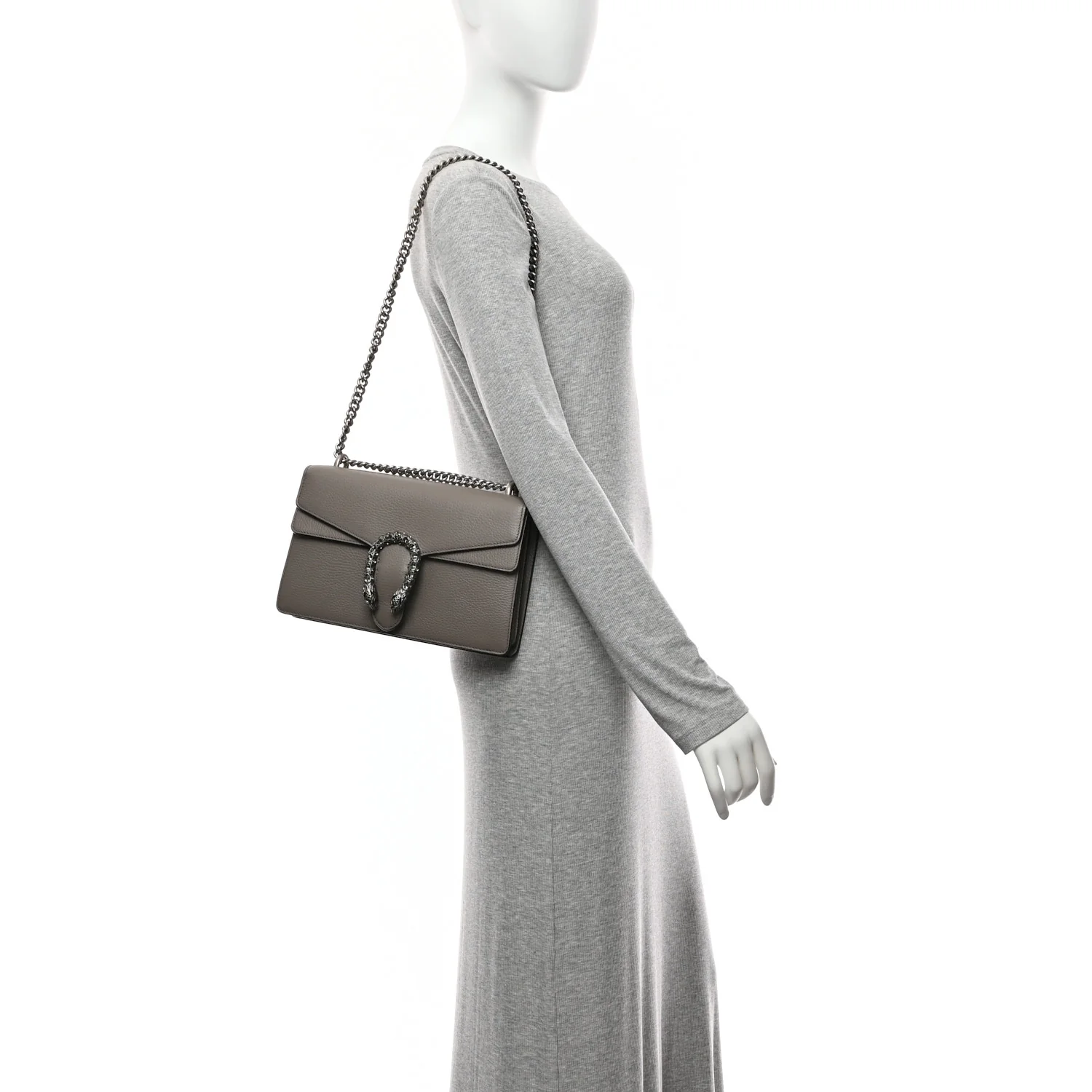 Pebbled Calfskin Small Dionysus Shoulder Bag Dusty Grey - Image 12