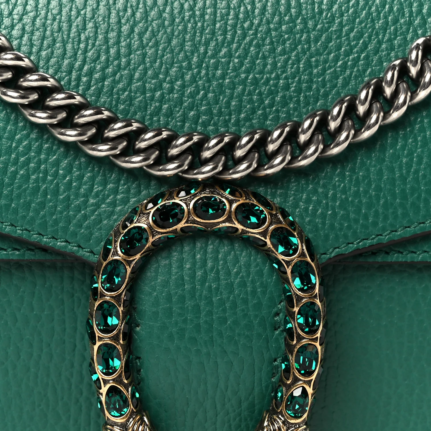 Pebbled Calfskin Small Dionysus Shoulder Bag Emerald - Image 9