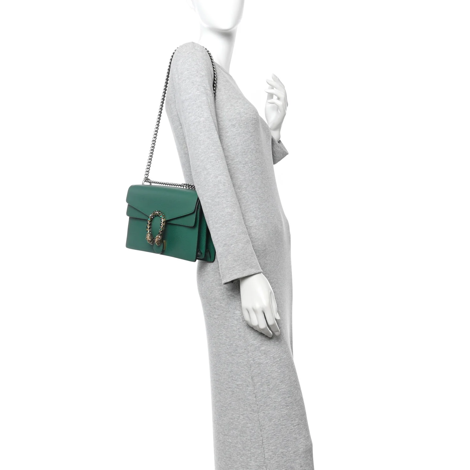Pebbled Calfskin Small Dionysus Shoulder Bag Emerald - Image 2