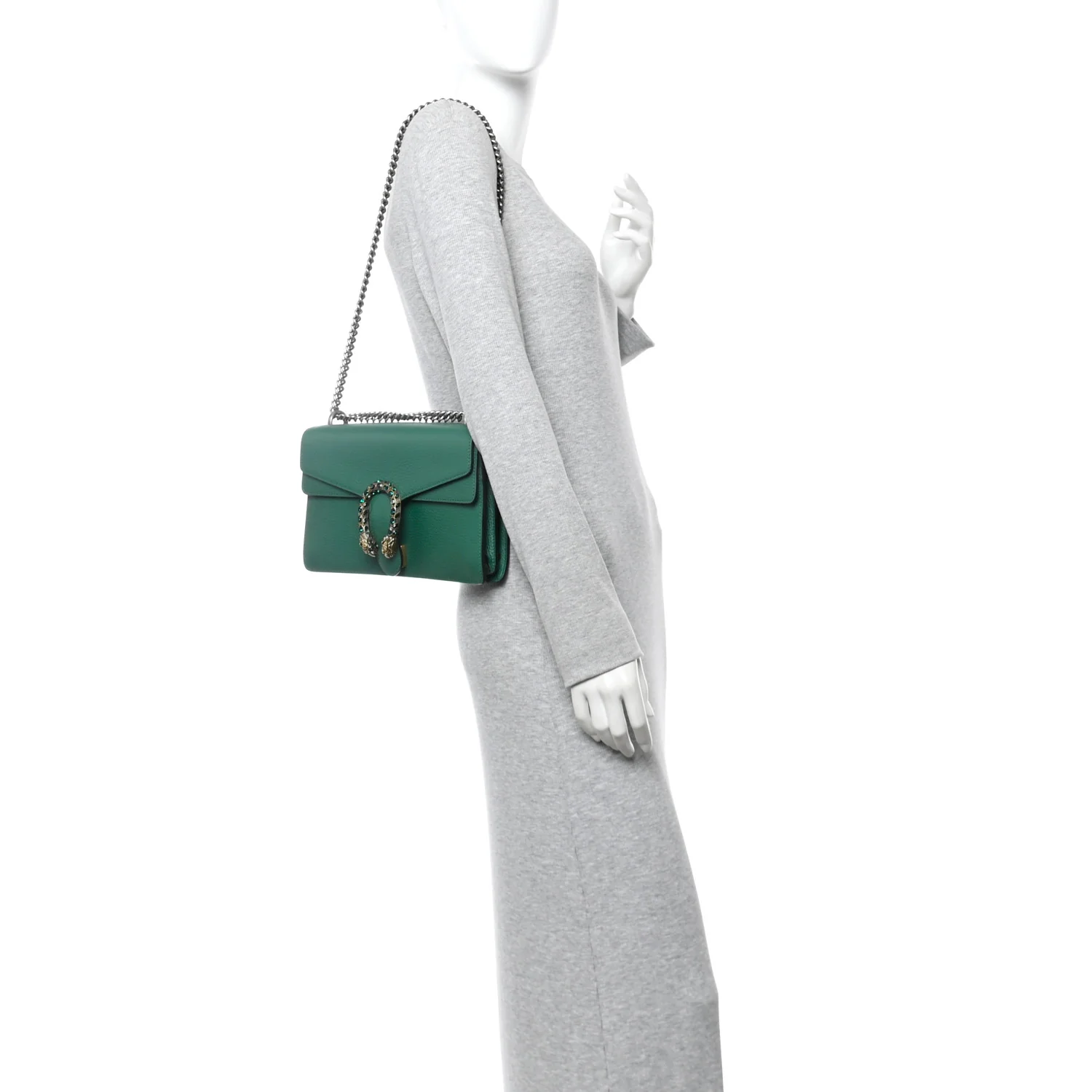 Pebbled Calfskin Small Dionysus Shoulder Bag Emerald - Image 2