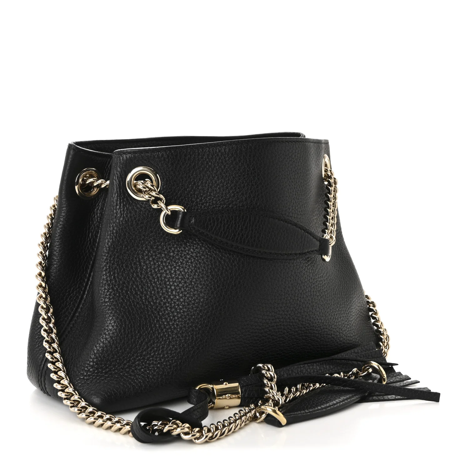 Pebbled Calfskin Small Soho Chain Shoulder Bag Black - Image 3