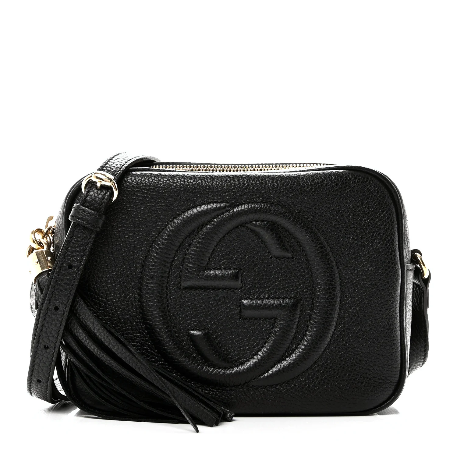 Pebbled Calfskin Small Soho Disco Bag Black
