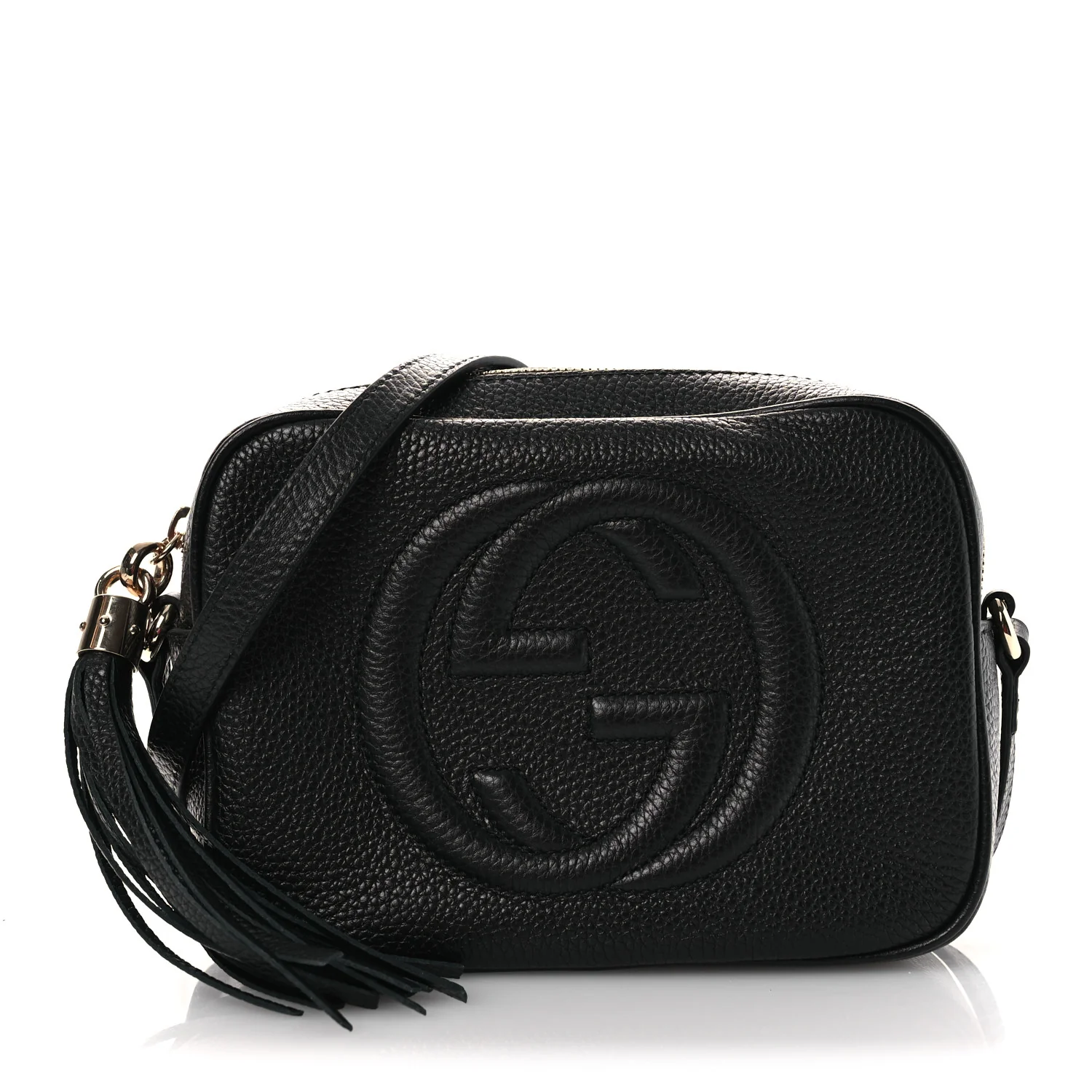 Pebbled Calfskin Small Soho Disco Bag Black