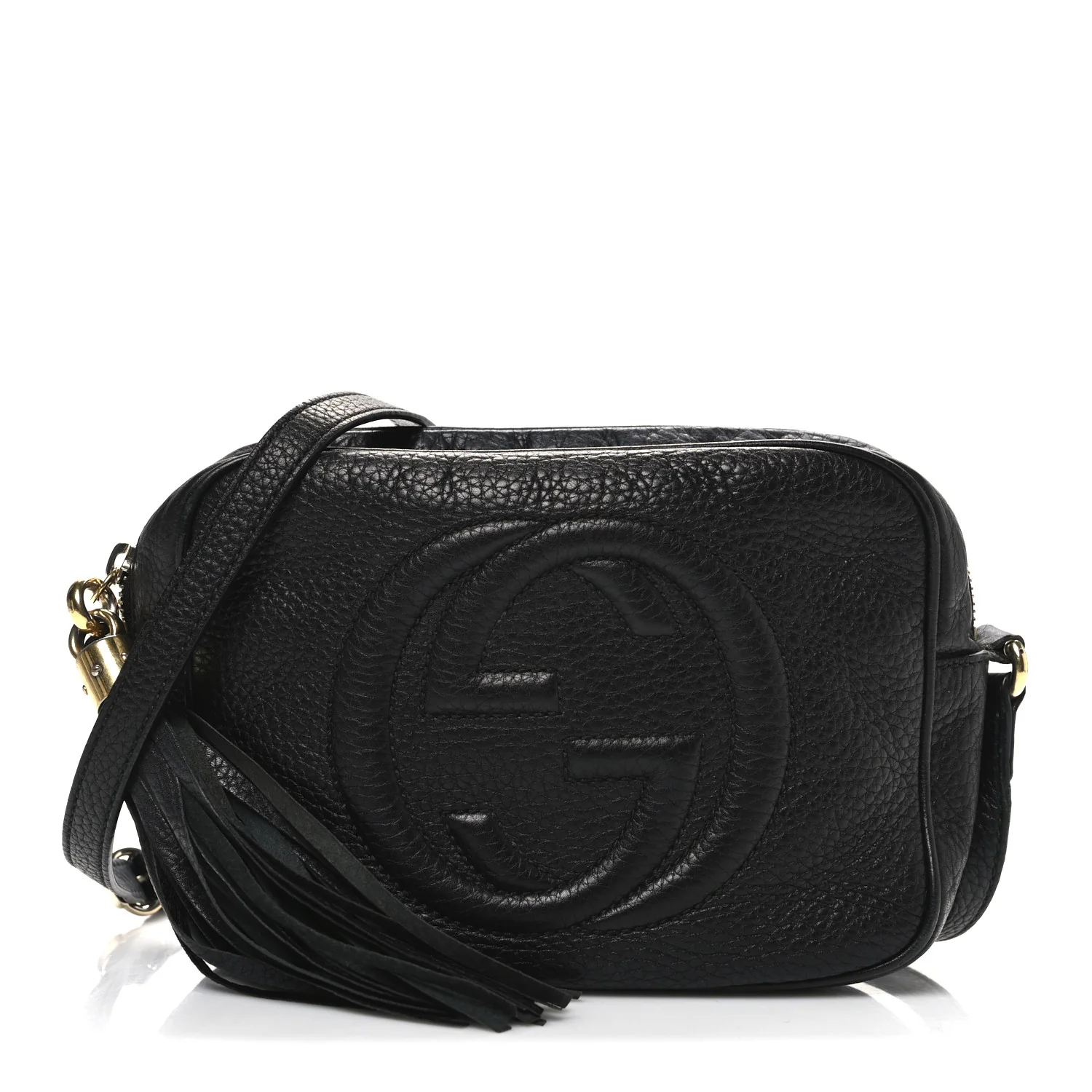 Pebbled Calfskin Small Soho Disco Bag Black