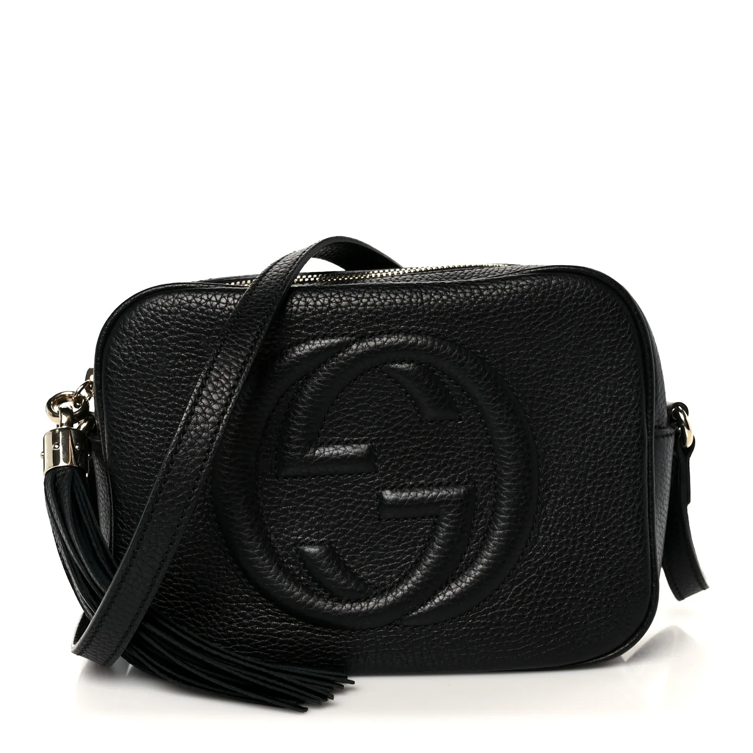 Pebbled Calfskin Small Soho Disco Bag Black