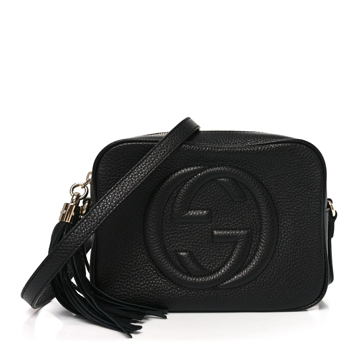 Pebbled Calfskin Small Soho Disco Bag Black