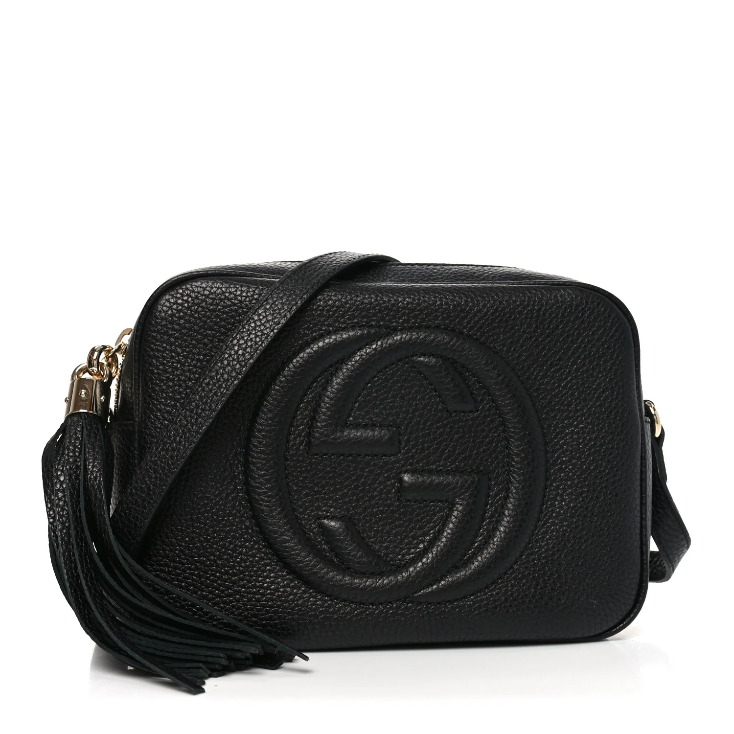 Pebbled Calfskin Small Soho Disco Bag Black