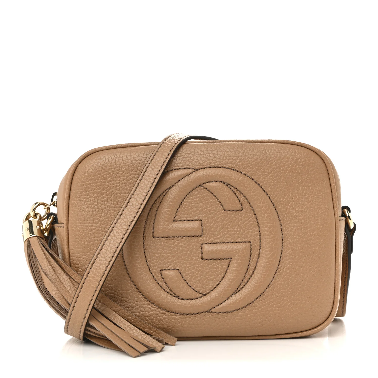 Pebbled Calfskin Small Soho Disco Bag Camelia