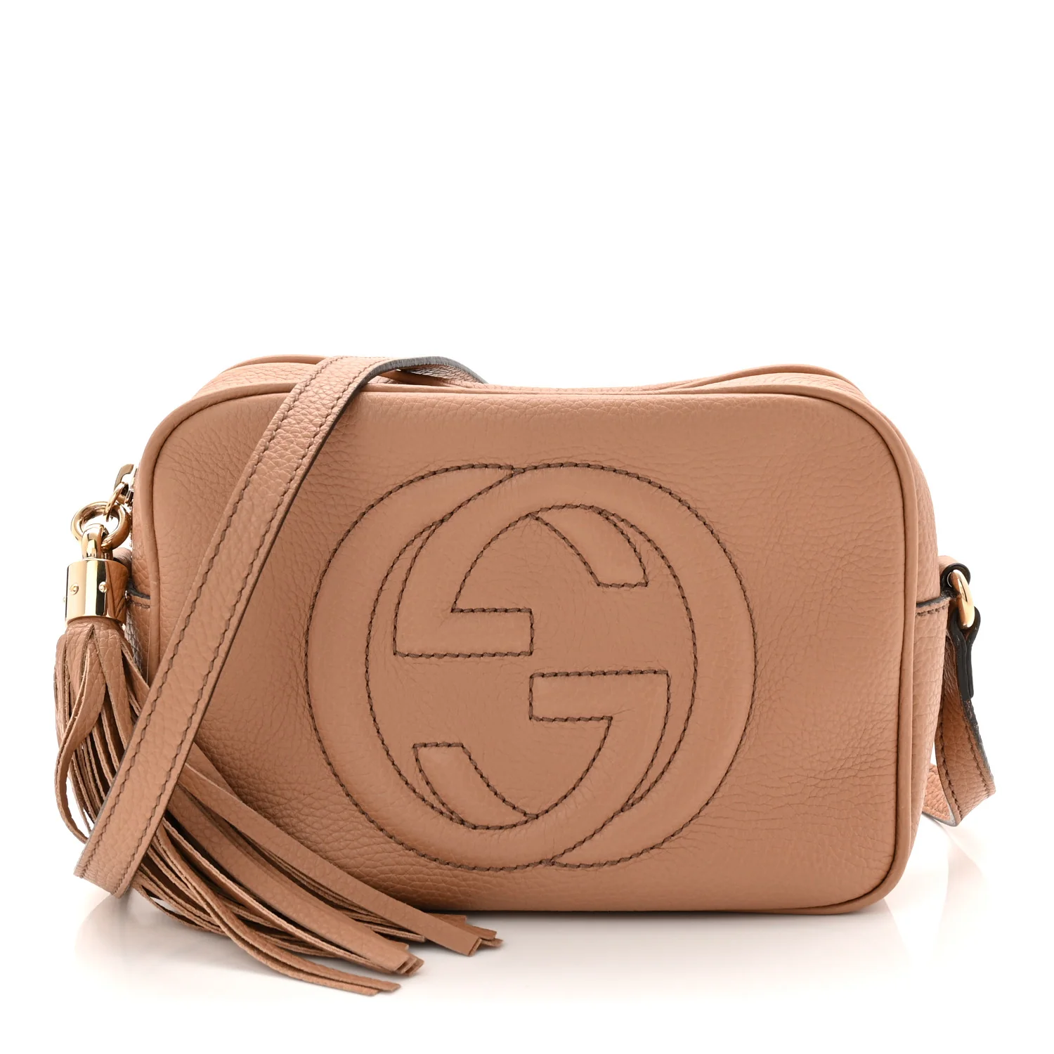 Pebbled Calfskin Small Soho Disco Bag Camelia