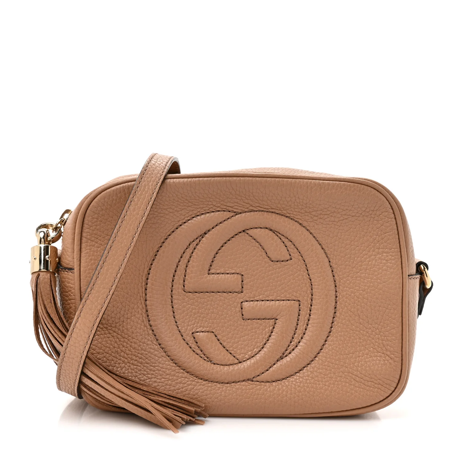 Pebbled Calfskin Small Soho Disco Bag Camelia