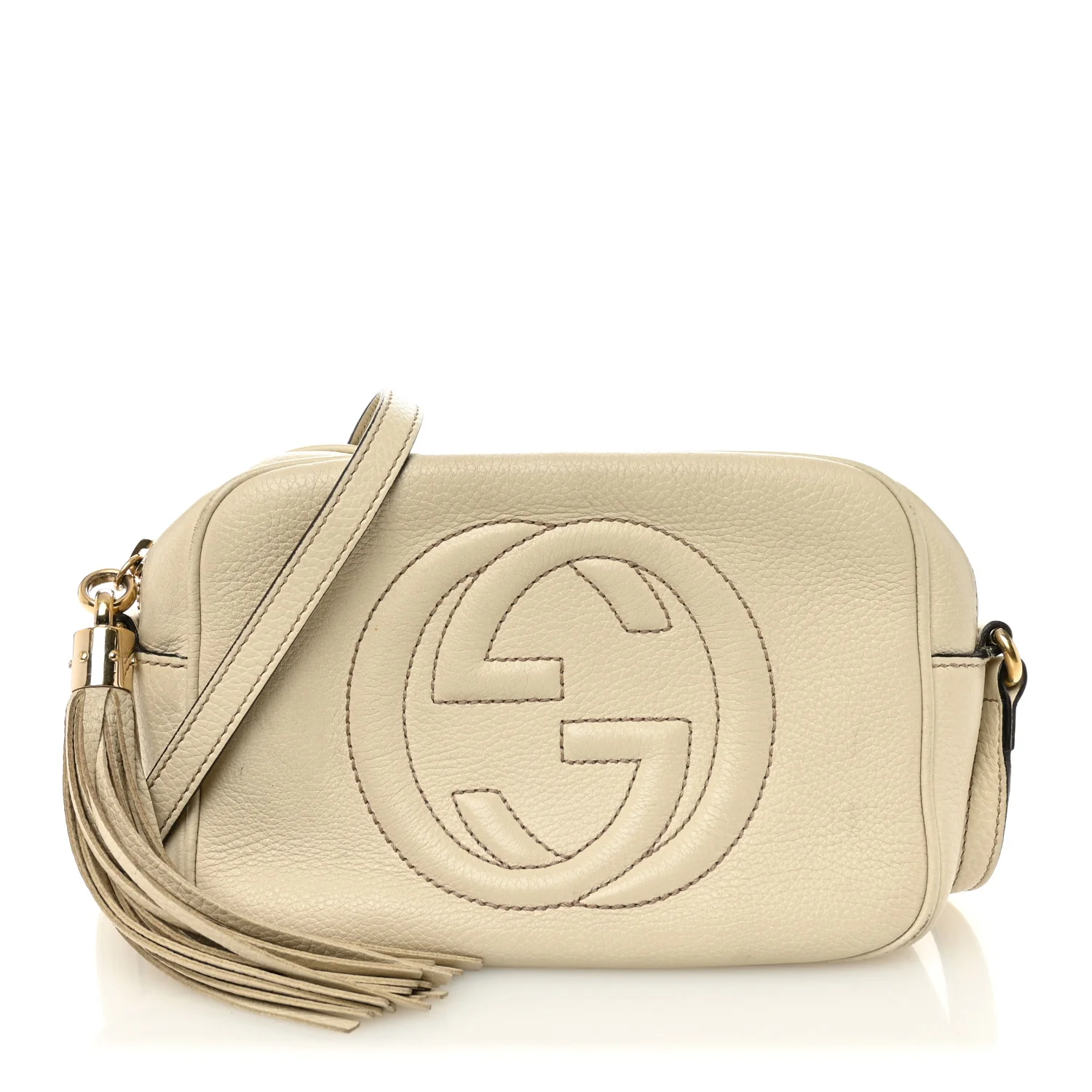 Pebbled Calfskin Small Soho Disco Bag Off White