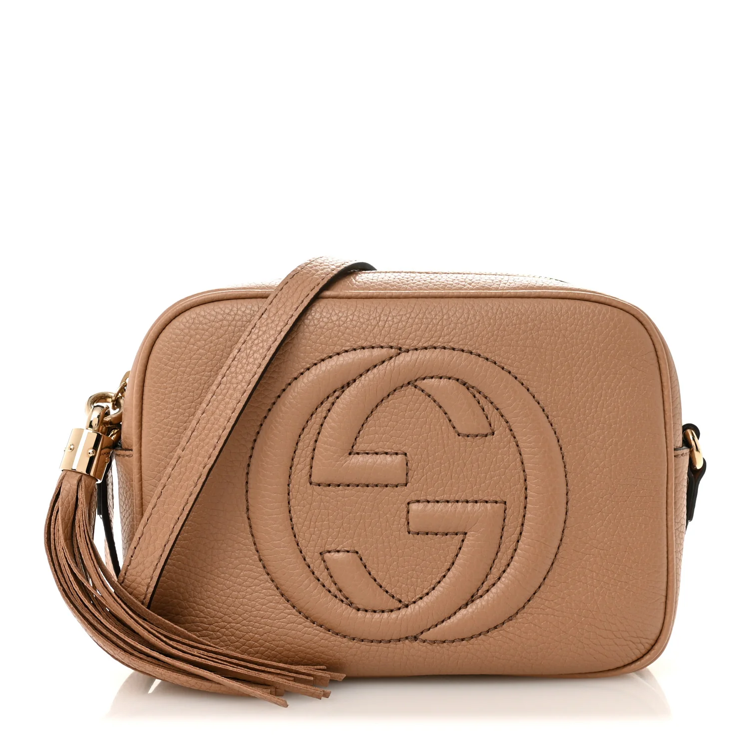 Pebbled Calfskin Small Soho Disco Bag Rose Beige