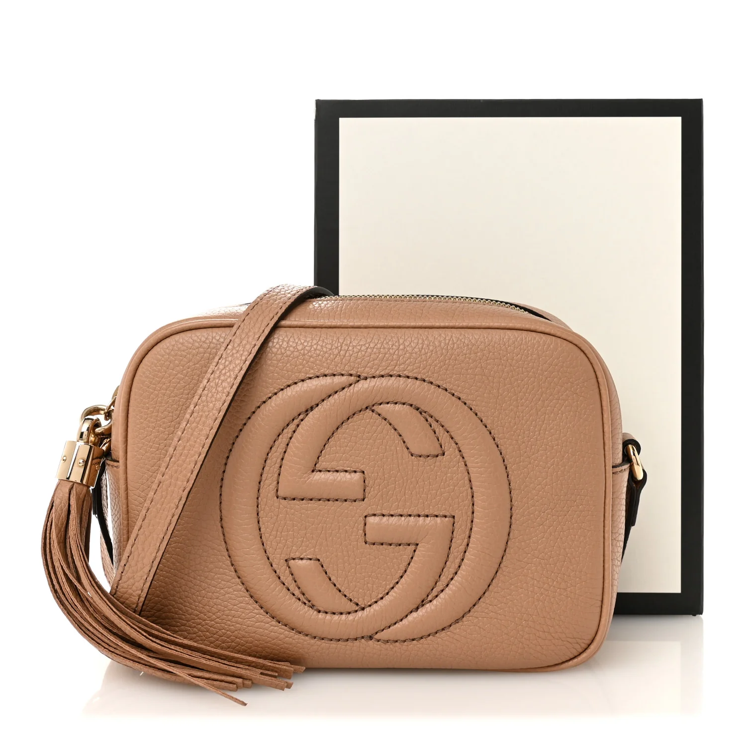 Pebbled Calfskin Small Soho Disco Bag Rose Beige - Image 14