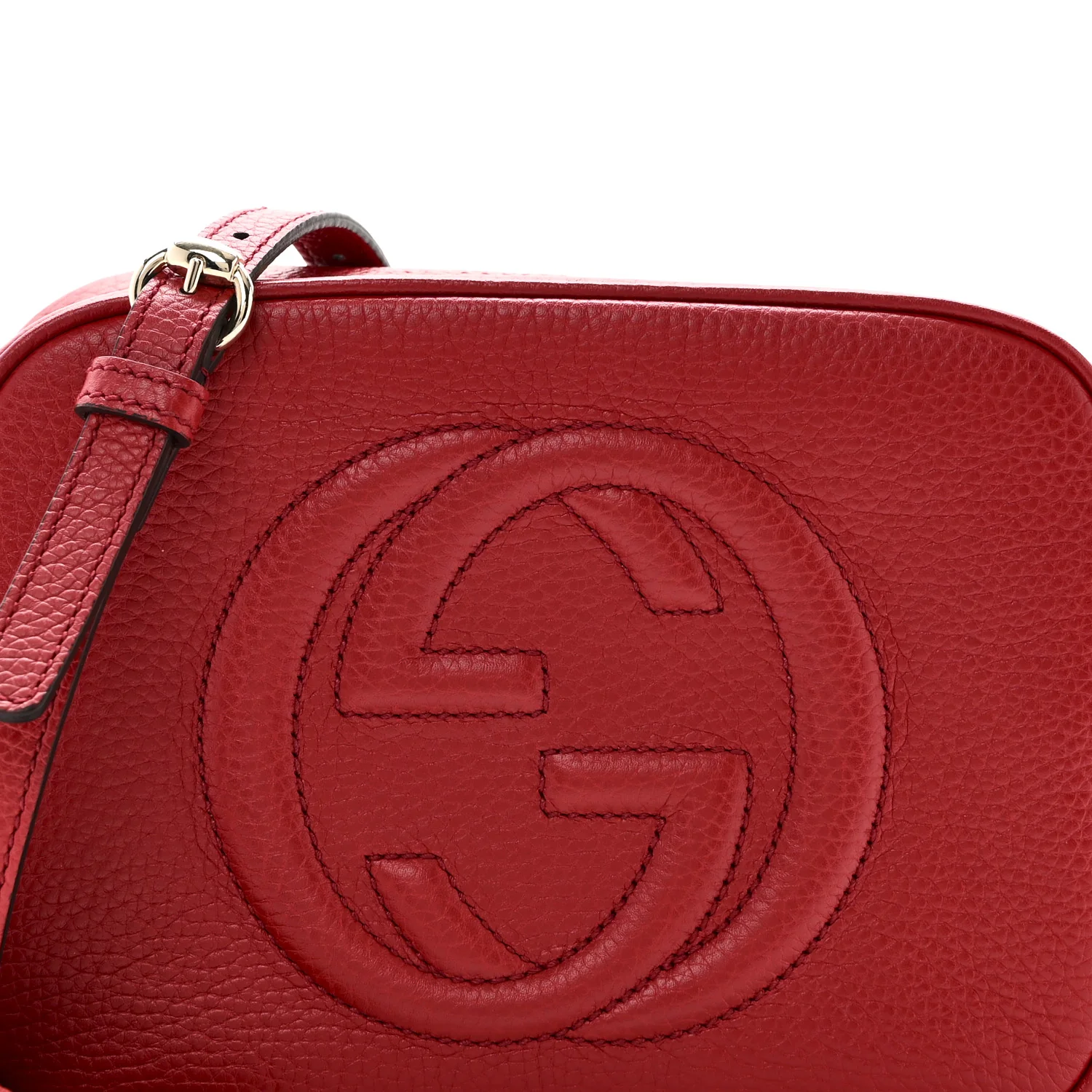 Pebbled Calfskin Small Soho Disco Bag Vibrant Red - Image 8
