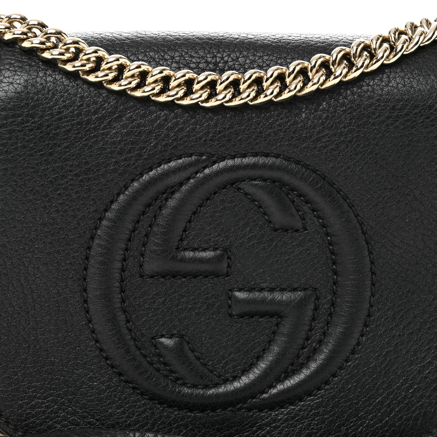 Pebbled Calfskin Small Soho Flap Crossbody Black - Image 8