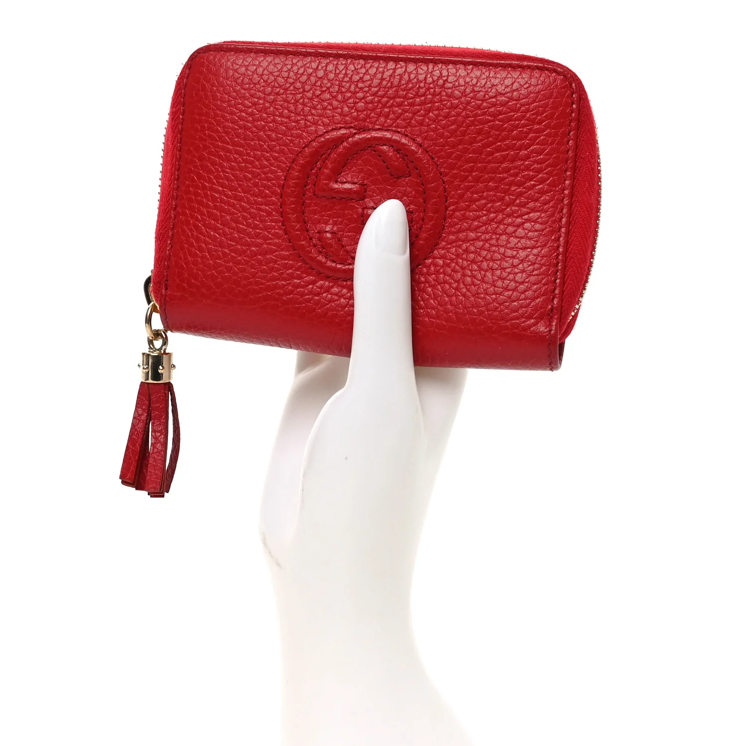 Pebbled Calfskin Small Soho Zip Around Wallet Red - Image 2