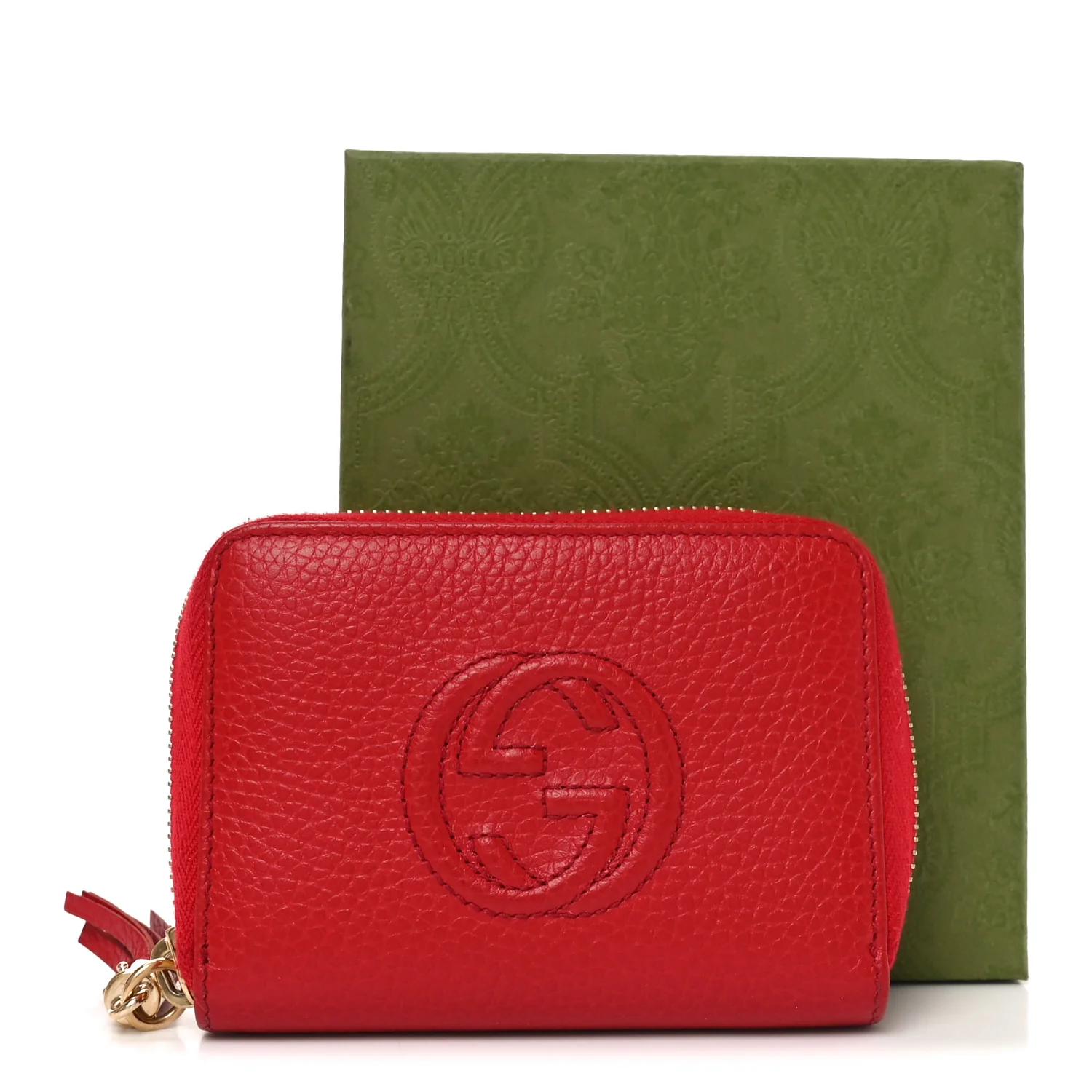 Pebbled Calfskin Small Soho Zip Around Wallet Red - Image 8